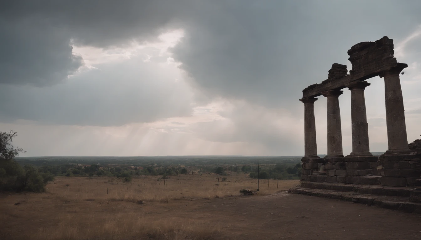 fim do mundo, cidade em ruinas, apocalyptic sky