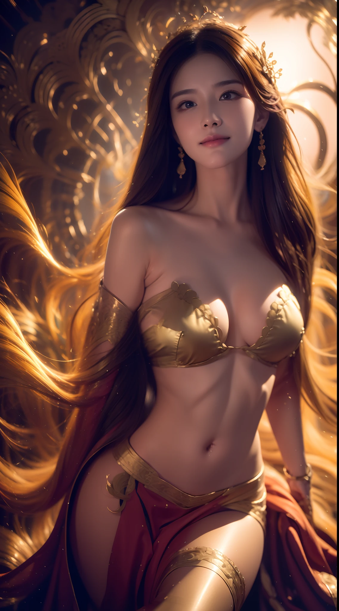 1 Gorgeous goddess of fire, (Float on fiery orange clouds); Perfect hair, perfect full lips, Delicate and perfect body, Her body is flawless, Amazing galactic garden, Background of flames, Floating on the clouds, Highly stylized features; (full bodyesbian), unsplash, Highly detailed, Digital painting, intricately detailed eyes, Colourful, Ink painting, Beautiful watercolor, Realistic, Detailed, fine art, Oil painting, Finely drawn hands; By Artgerm, by Alphonse Mucha, author:Ilya Kuvshinov sty, Paintings by Olga Shvasur, Svetlana Novykova,(In the daytime:1.8),in summer,beachside,(naturey:1.9),Very long hair,grinning smile,Raised sexy,unaligned breasts,dynamic angle,dynamicposes,exteriors,Seaside view, (RAW photogr:1.2), (realisticlying:1.4), absurderes, Incredibly Ridiculous res, hugefilesize , ultra - detailed, A high resolution, The is very detailed, best qualtiy , tmasterpiece, illustratio, Extremely refined and beautiful, The is very detailed, CG ,Solidarity , 8k 壁纸, astounding, finedetail, tmasterpiece, best qualtiy,PureErosFace_V1,Urzang-6500-V1 Edition.1,