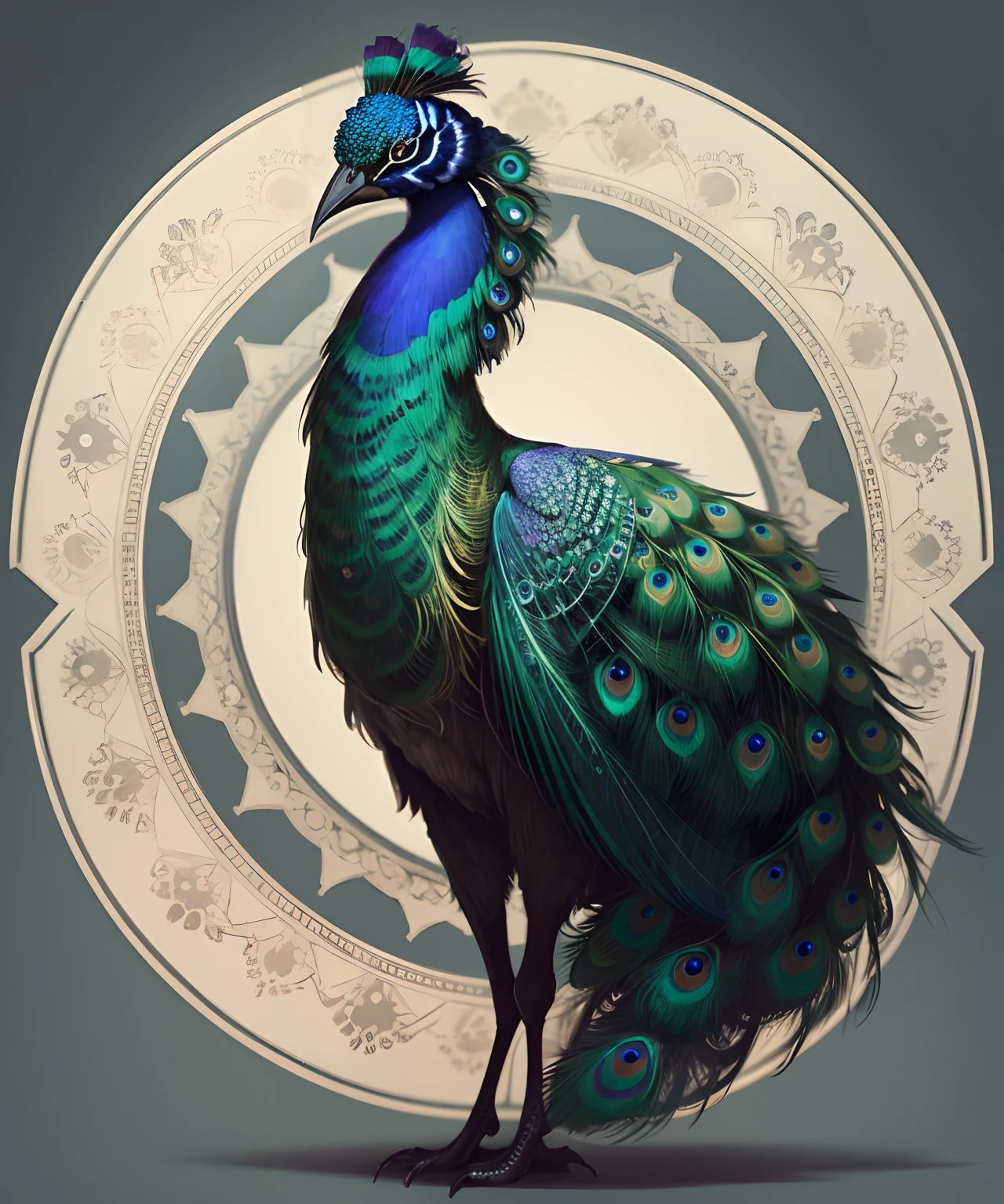 peacock with human body