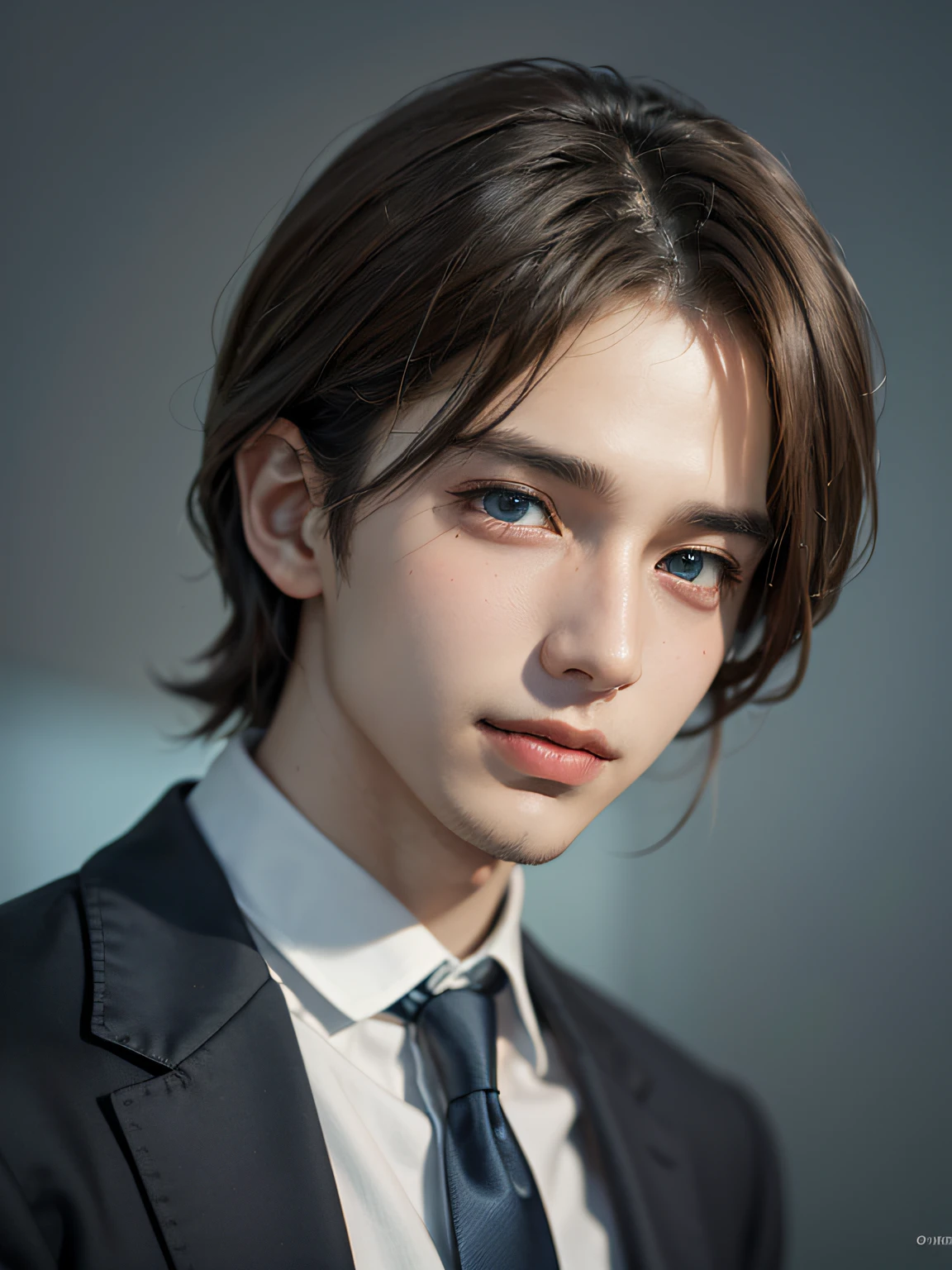 A realistic brown-haired teenage boy, (same realistic hairstyle), realistic handsome face, realistic cool expression, adapt the same realistic clothes, holding a realistic chain, realistic light, realistic shadows, realistic background, good image quality, very good image results, 4k, ultra detailed, realistic, realistic blue eyes