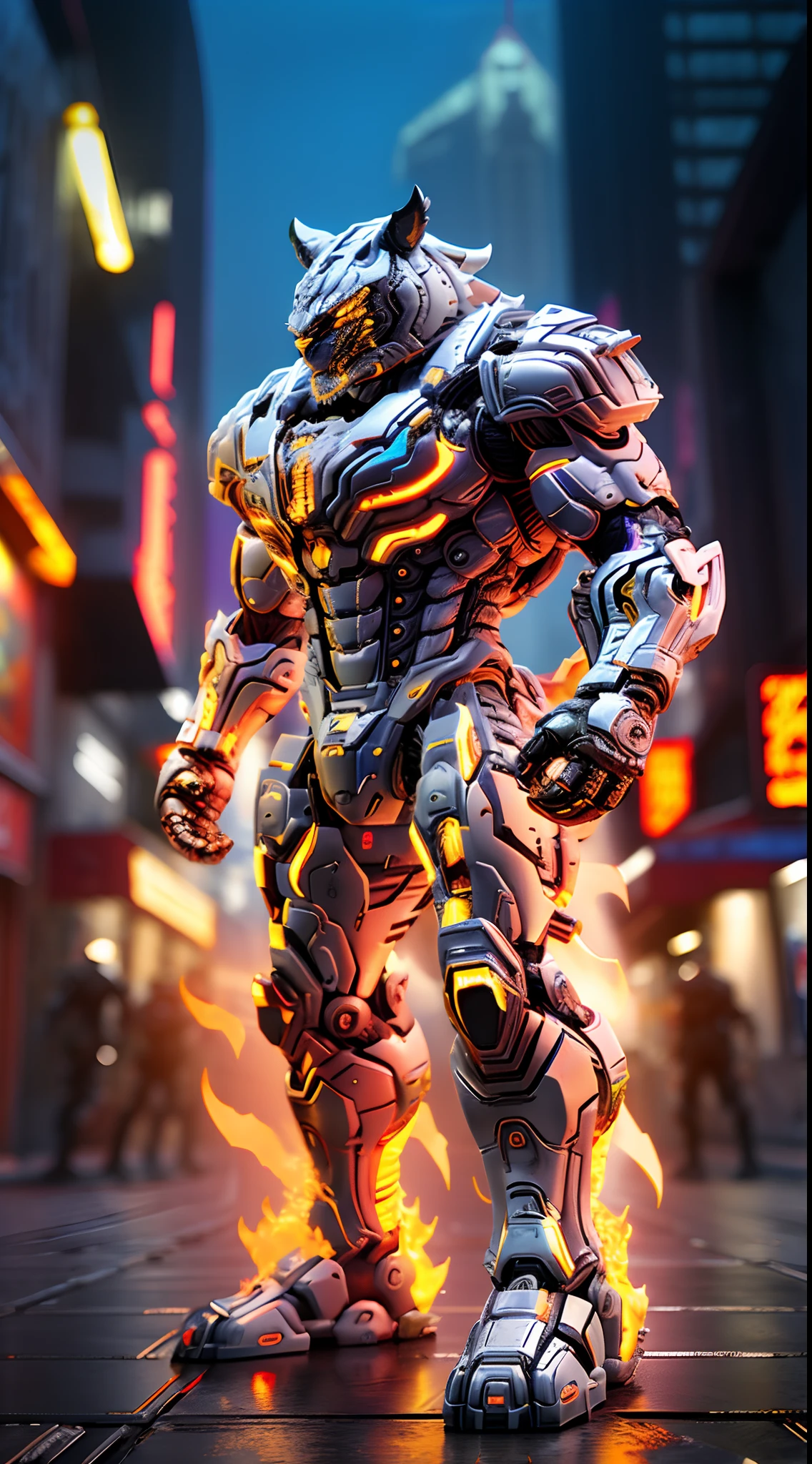 FUTURISTIC HELL TIGER, MECHANICAL ARMOR, MUSCLE BODY