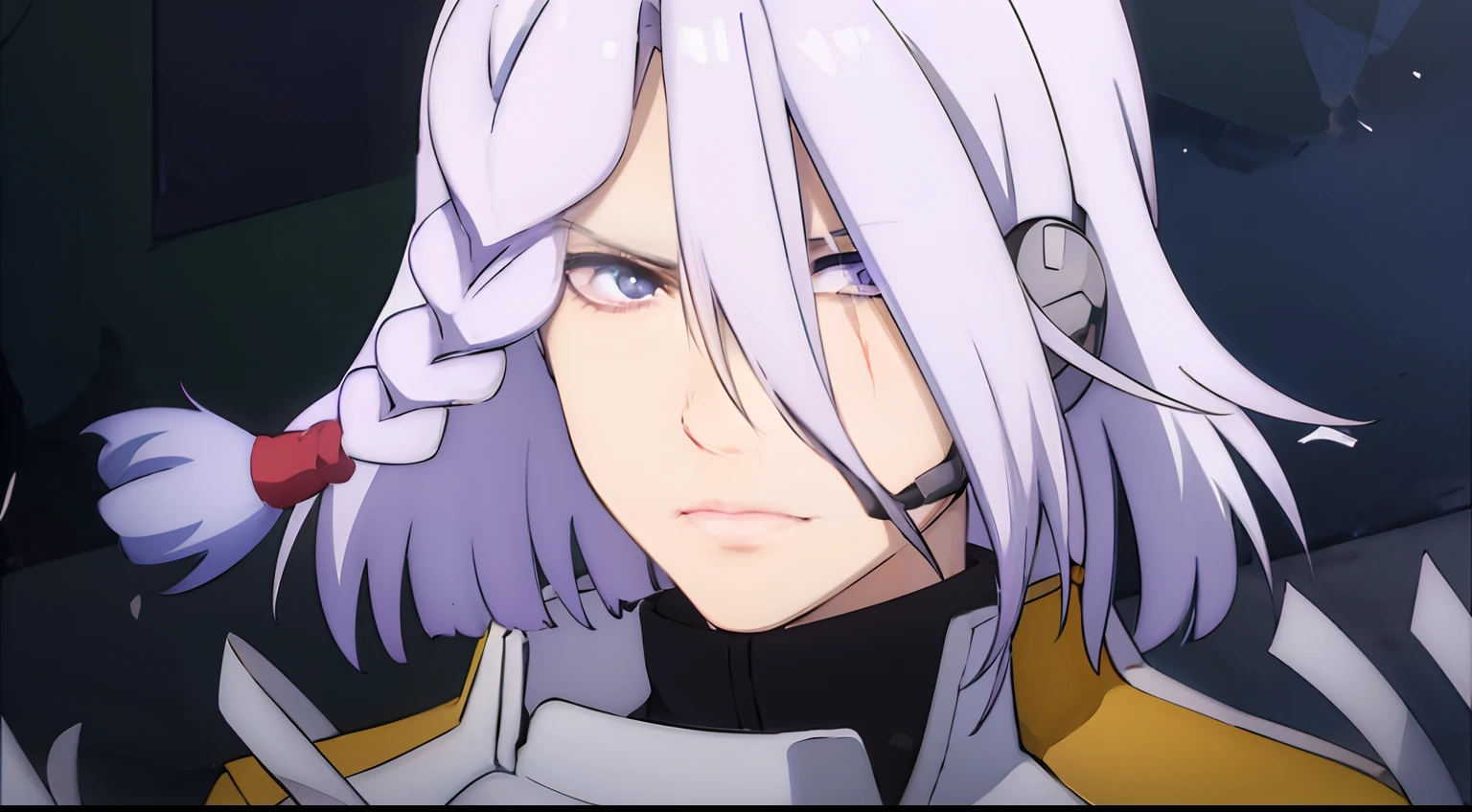 A-Dry is tall, Has sharp purple eyes、Young man with lilac-gray hair. His left eye is obscured by his hair bangs、The hair on the other side is braided from a bob. His left eye was wounded by a gunshot.、was covered with bandages. When his left eye was not bandaged, The injured person in his left eye was、Although there were vertical scars and bruises to replace the original eye that remained removed due to irreparability. The usual costume is、consisted of one of his Drusia military uniform pilot equipment, And in his princely costume he was dressed in a royal costume. He wore a riding suit and long boots that were not like a prince. In the final episode, Wearing a turtleneck like a military uniform and long boots with laces.
