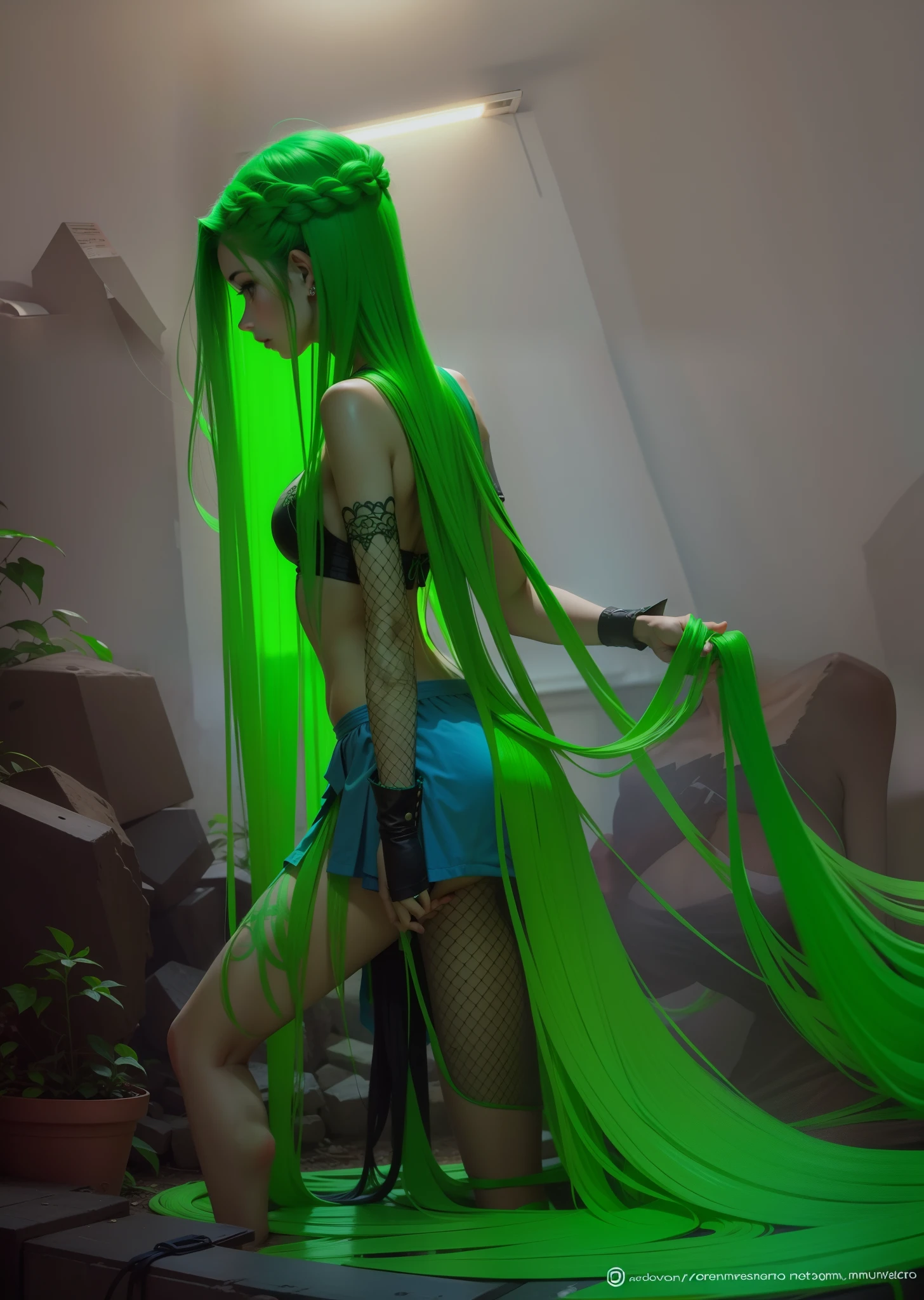 Garota de cabelo verde
