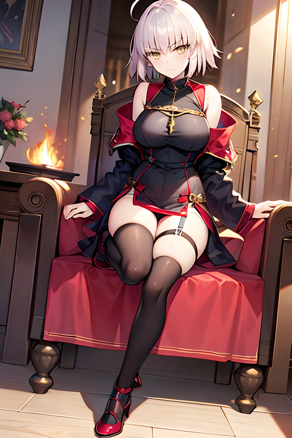 Magical cock, mana fire, girl, Joan of Arc Alter(FGO), full body,