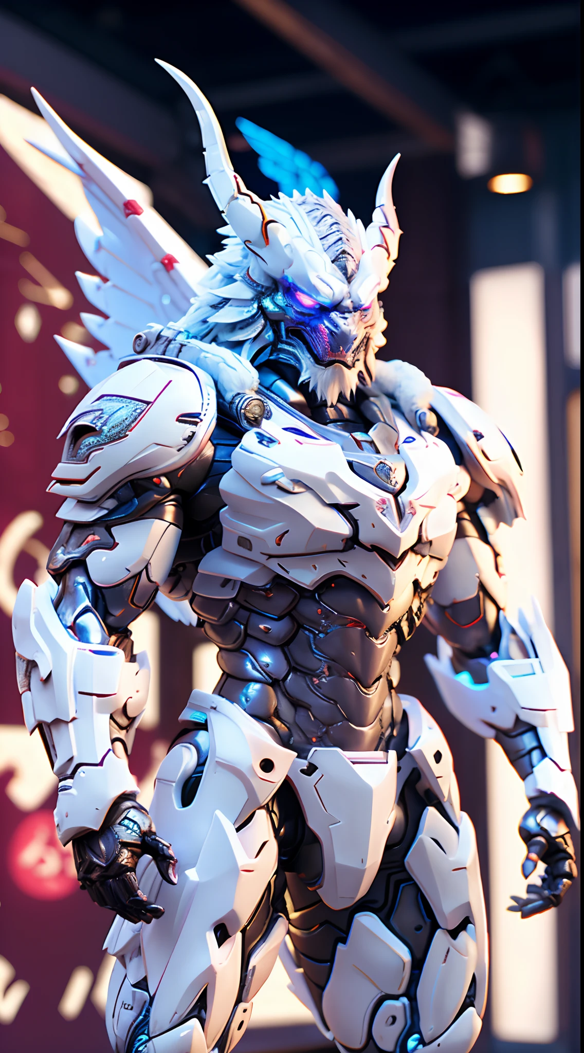 FROZEN DRAGON, BIG DRAGON WINGS, MECHANICAL ARMOR, TRANSPARANT, MUSCLE BODY