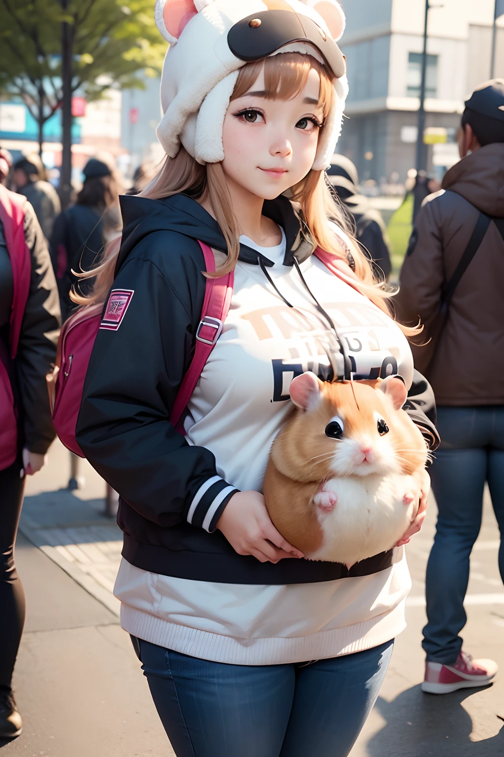 Hamster headgear、Female college student、kawaii、Thick、Muchimuchi、Plump