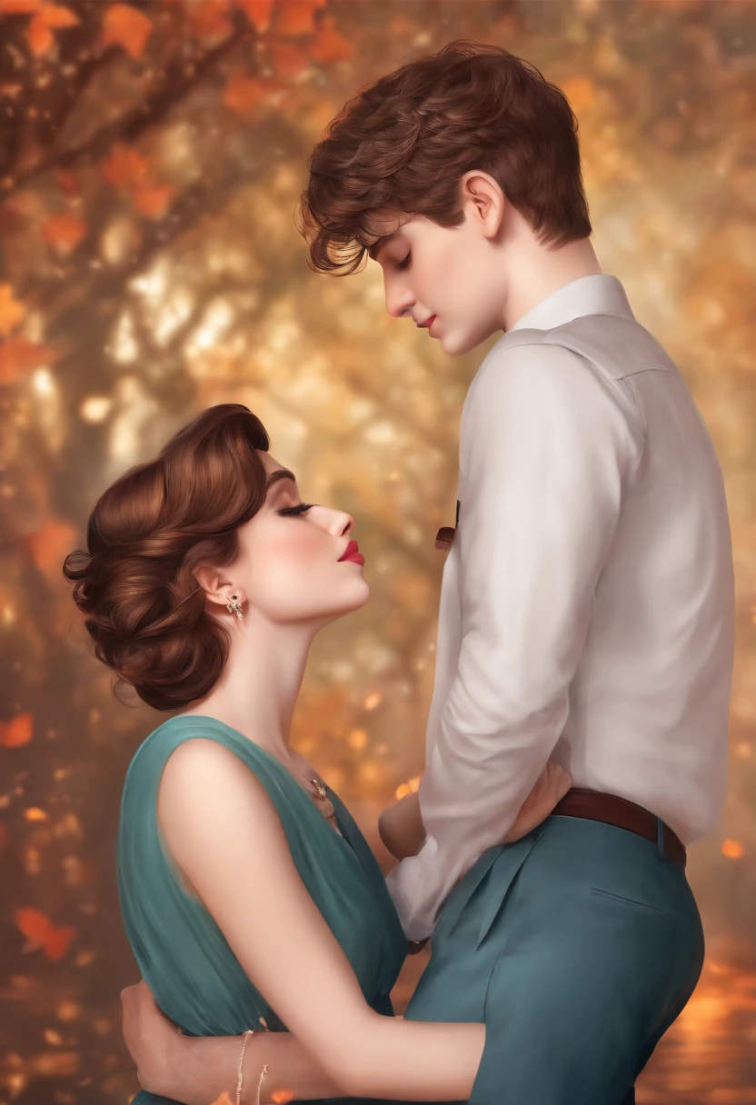 A realistic cute boy kissing romantic