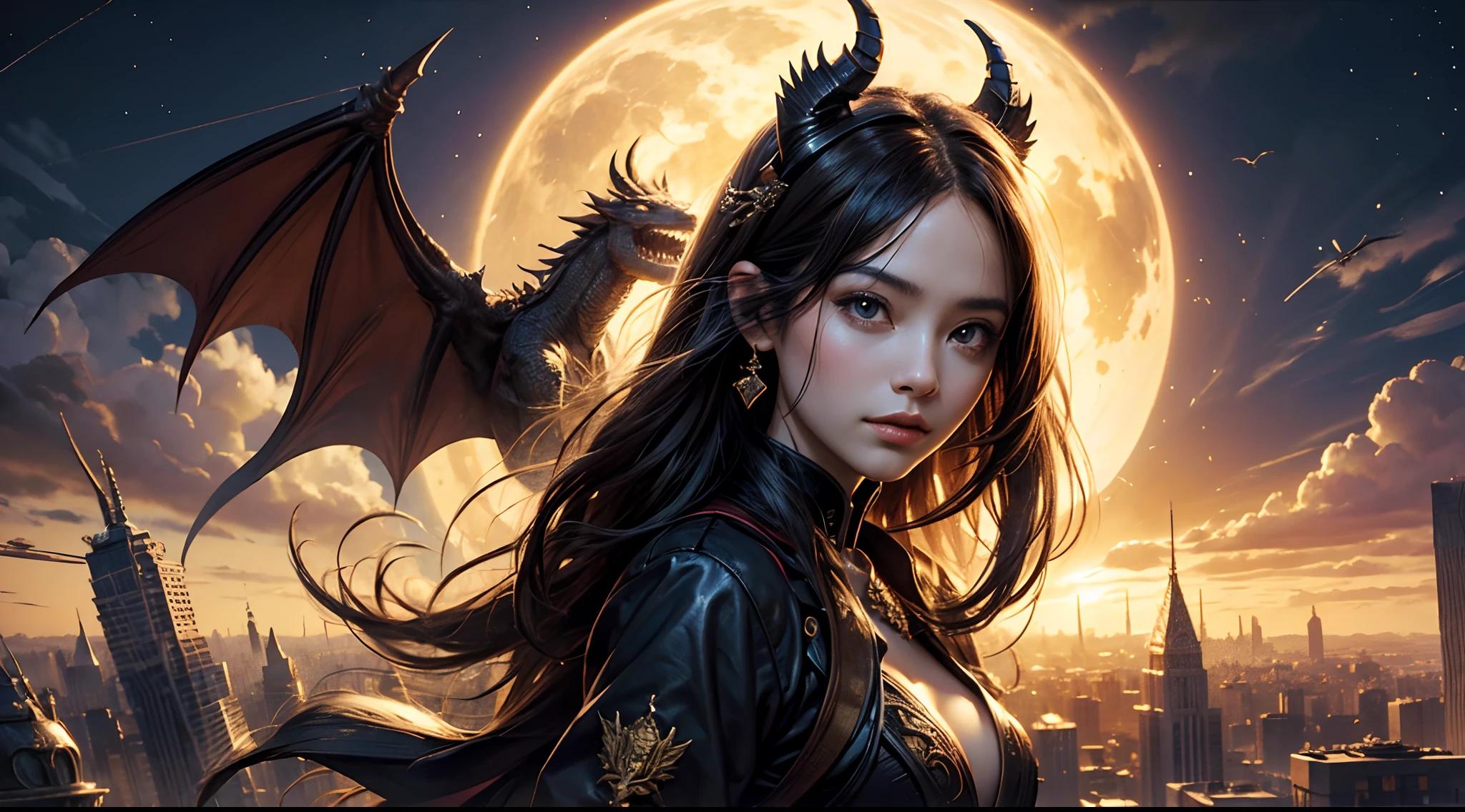 a detailed painting, very beautiful fairy, steampunk outfit on a white background, bats and a full moon, dynamic, anime style, many details, close angle, very beautiful face, intricate details, tattoo style, fantasy, dreamy, centered