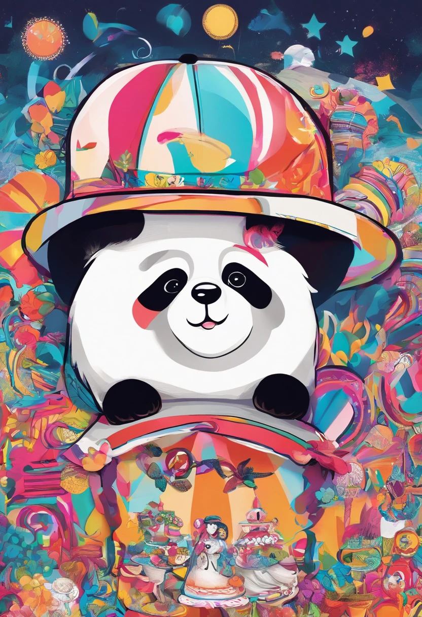 Half-body depiction,Cute and cute panda,largeeyes,Cute pose,Painting of cute bear in hat,Wear trendy sportswear,Detailed, Ultra-realistic rendering,Street style,Cute pose,Stylish clothes,Animate