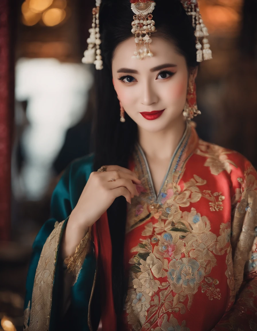 1girll，sface focus，（Peking Opera Half Noodles：1.2），（lucid blue eyes：1），（tmasterpiece，top-quality，best qualityer，offcial art，Beauty and aesthetics：1.2），up front view，facing to audience，（full bodyesbian：1.1）