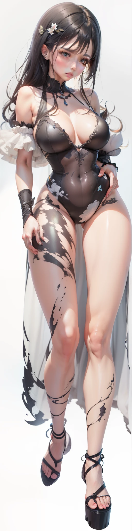 white scrunchie,hentail realism, shadowing,,character sheets, reference sheet, Standing painting, 8K, Super detail, 1080p, Women's HD, 4K, 8K, 16k, A high resolution, Best quality, High quality, Anatomically correct, Masterpiece, ccurate, hyper HD,As graceful as a swan,unreal-engine, Ghibli-like colors, anime big breast, Standing painting, angle of view, foreshortening, foreshortening, 8K, Super detail