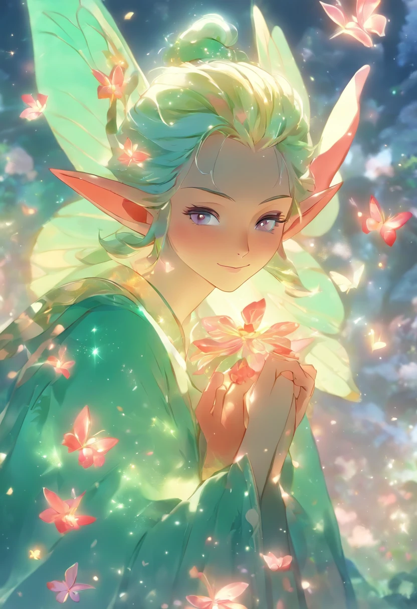 Taiping flowers are beautiful flowers，Its pattern is large，floral flowers colorful，Colorful colorful，Red is included、In pink、White, etc，It has a light aroma，Its flowers resemble stars，Fresh and elegant，,The flowers are numerous but not bright，Like a jade butterfly flying in the wind,（the elf）