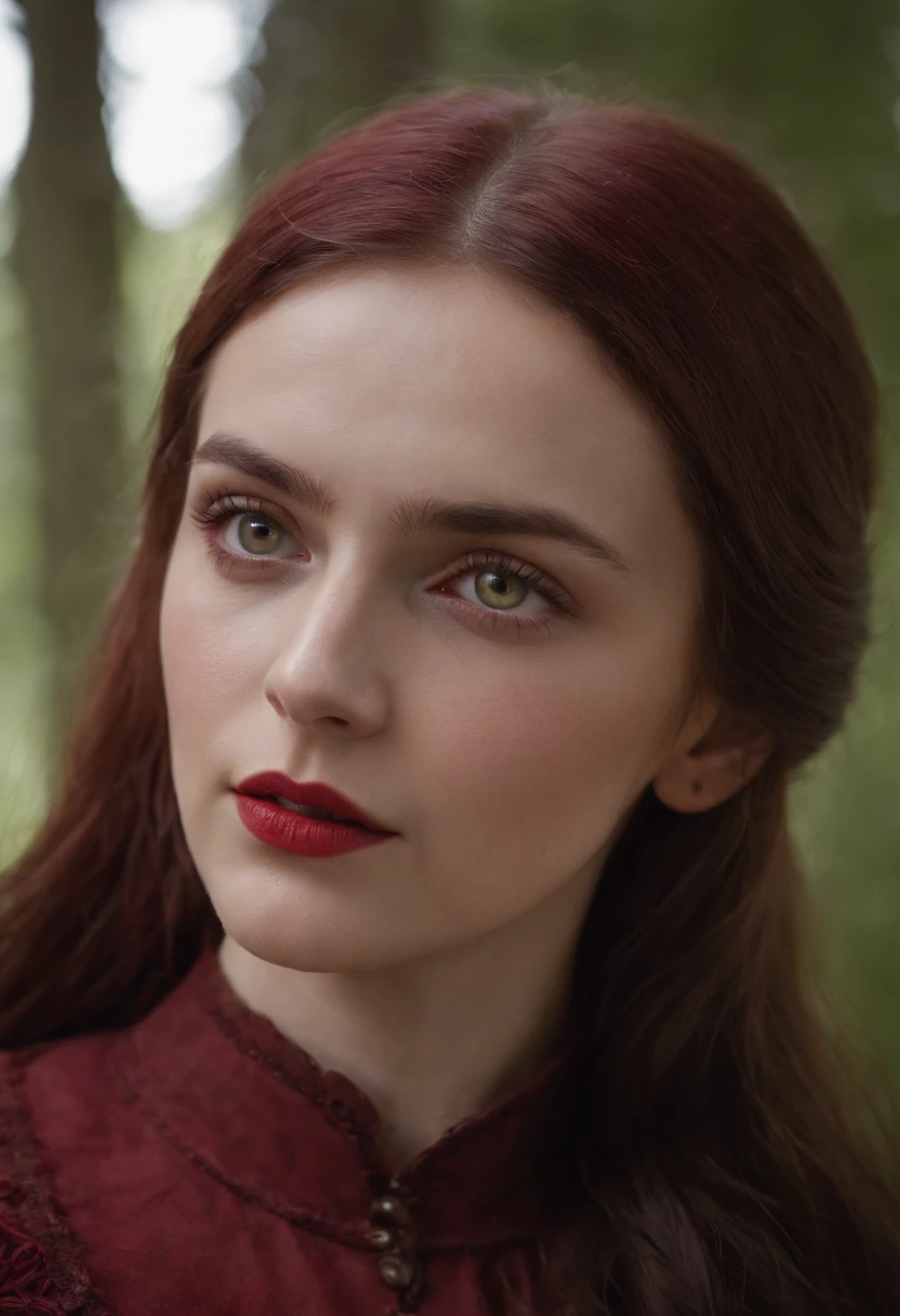(((A deep red wound pierced his left cheek))) tez clara, A woman around 19 years old, canas naturales, Unique green eyes, Desgaste Cole, Delgado y elegante, Beautiful, Luz de velas en un entorno medieval, Super Sharp Focus, Lente realista, Ropa de mujer medieval, Cuatro colores (cicatriz:1.4)