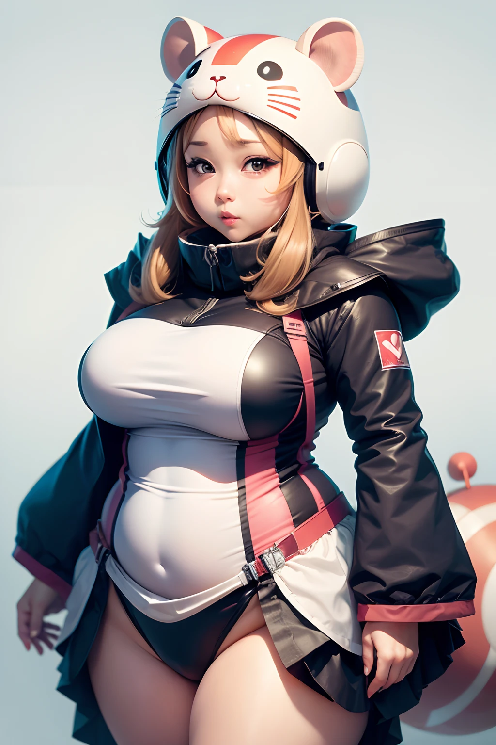Hamster headgear、Sexy Married Woman、kawaii、Thick、Muchimuchi、Plump、Sitting leaning against the wall、Open legs、Being caressed on the genitals、Love juice is squirting out、feels good!