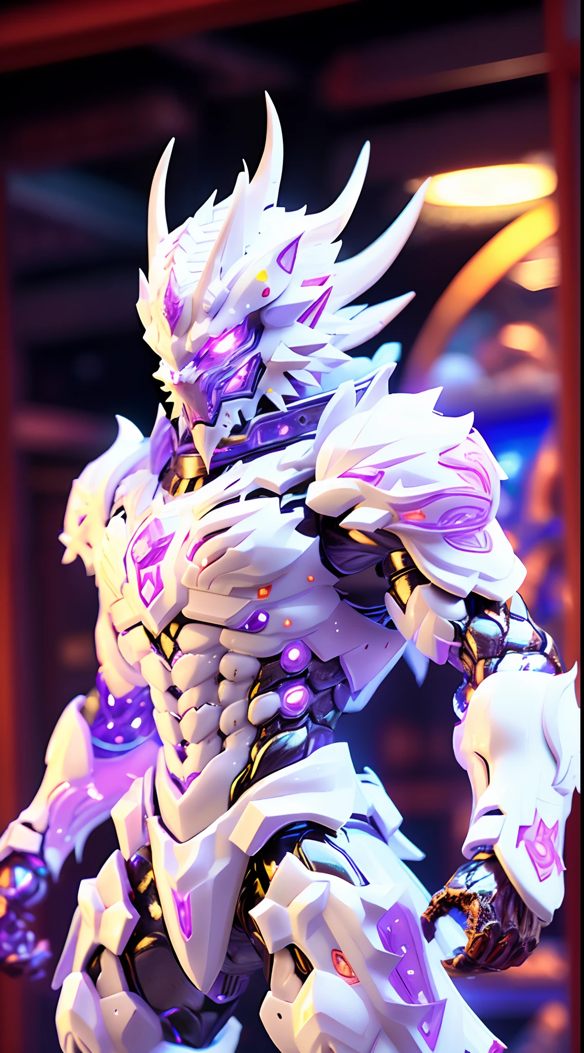 WHITE DRAGON, CRYSTAL ARMOR, TRANSPARANT, MUSCLE BODY