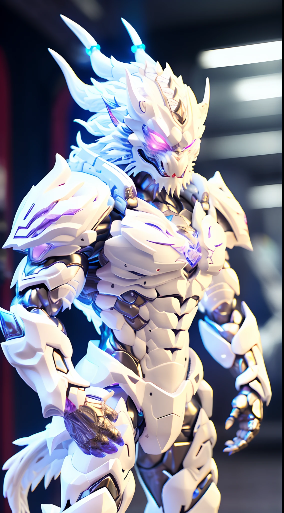 WHITE DRAGON, CRYSTAL ARMOR, TRANSPARANT, MUSCLE BODY