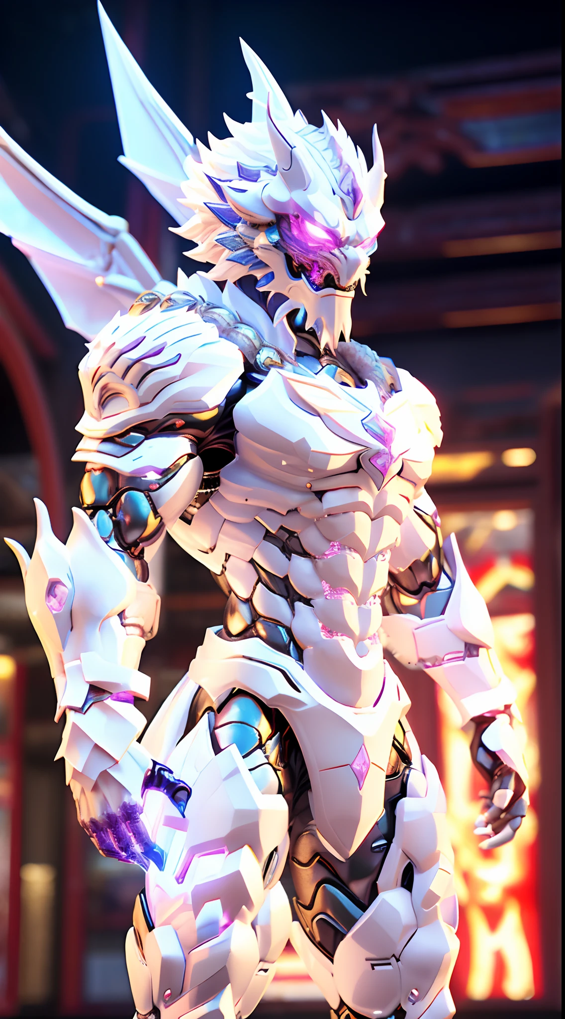WHITE DRAGON, CRYSTAL ARMOR, TRANSPARANT, MUSCLE BODY