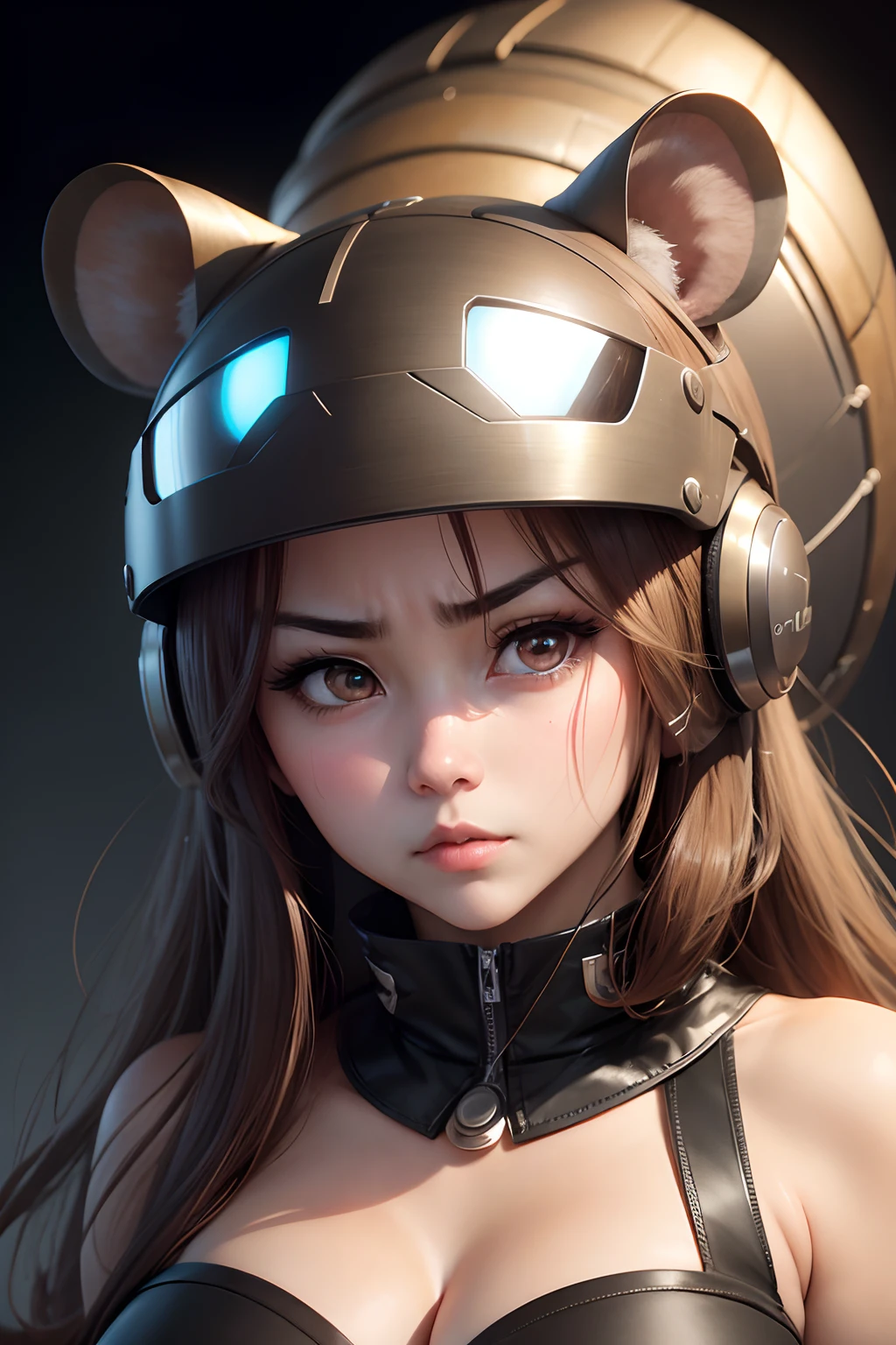 Hamster headgear、Thread Girl、He narrows his eyes and stares at me.、Angry with raised eyebrows、Thick、Muchimuchi、Plump