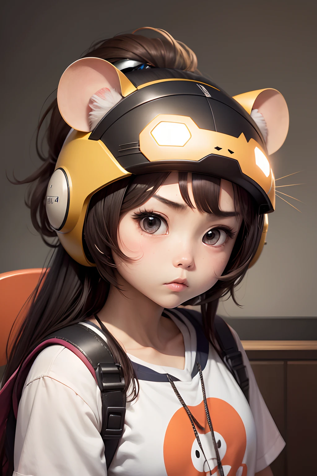 Hamster headgear、Itome female college student、He narrows his eyes and stares at me.、Angry with raised eyebrows、Thick、Muchimuchi、Plump