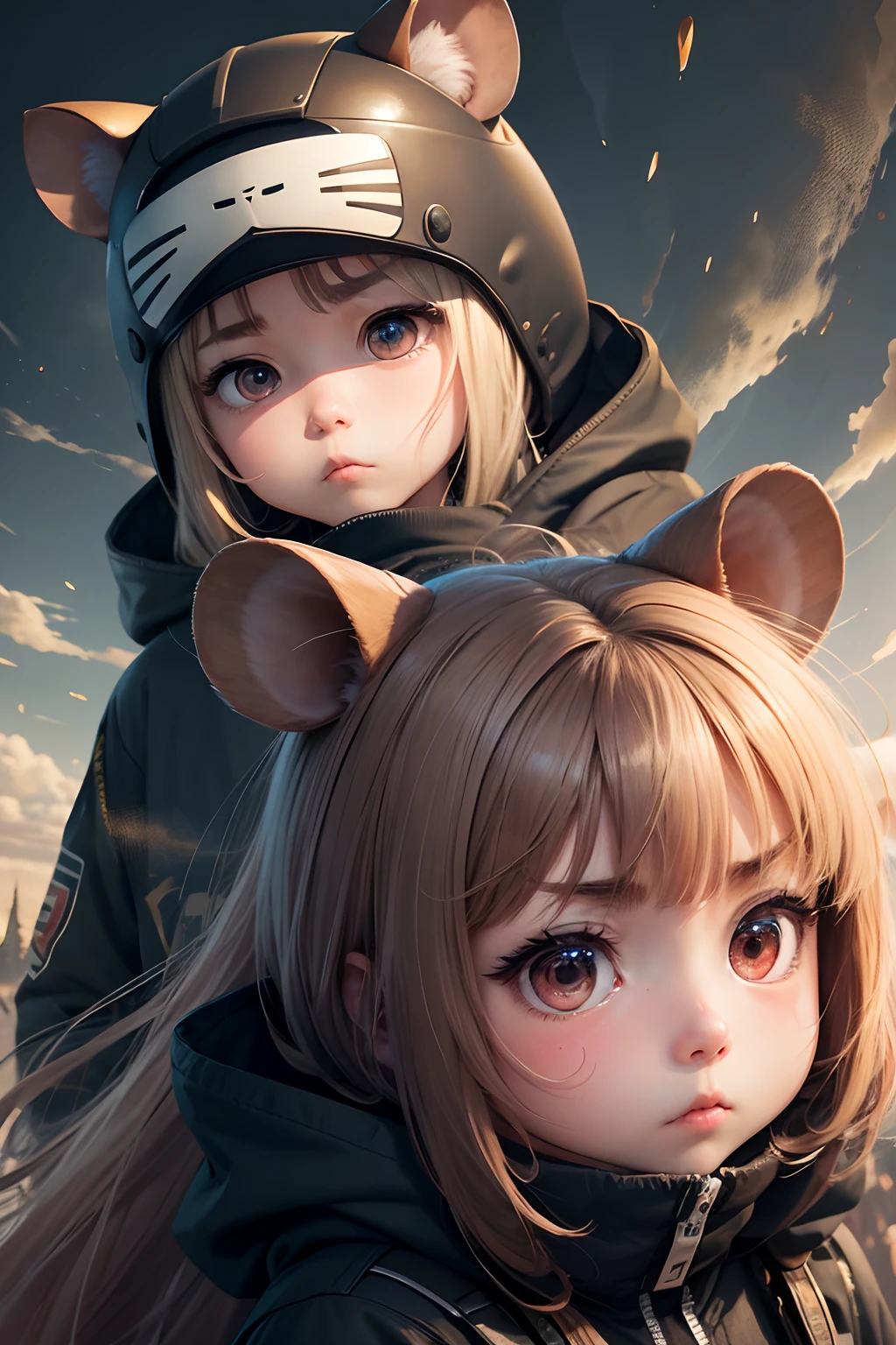 Hamster headgear、High School Girl、He narrows his eyes and stares at me.、Angry with raised eyebrows、Thick、Muchimuchi、Plump