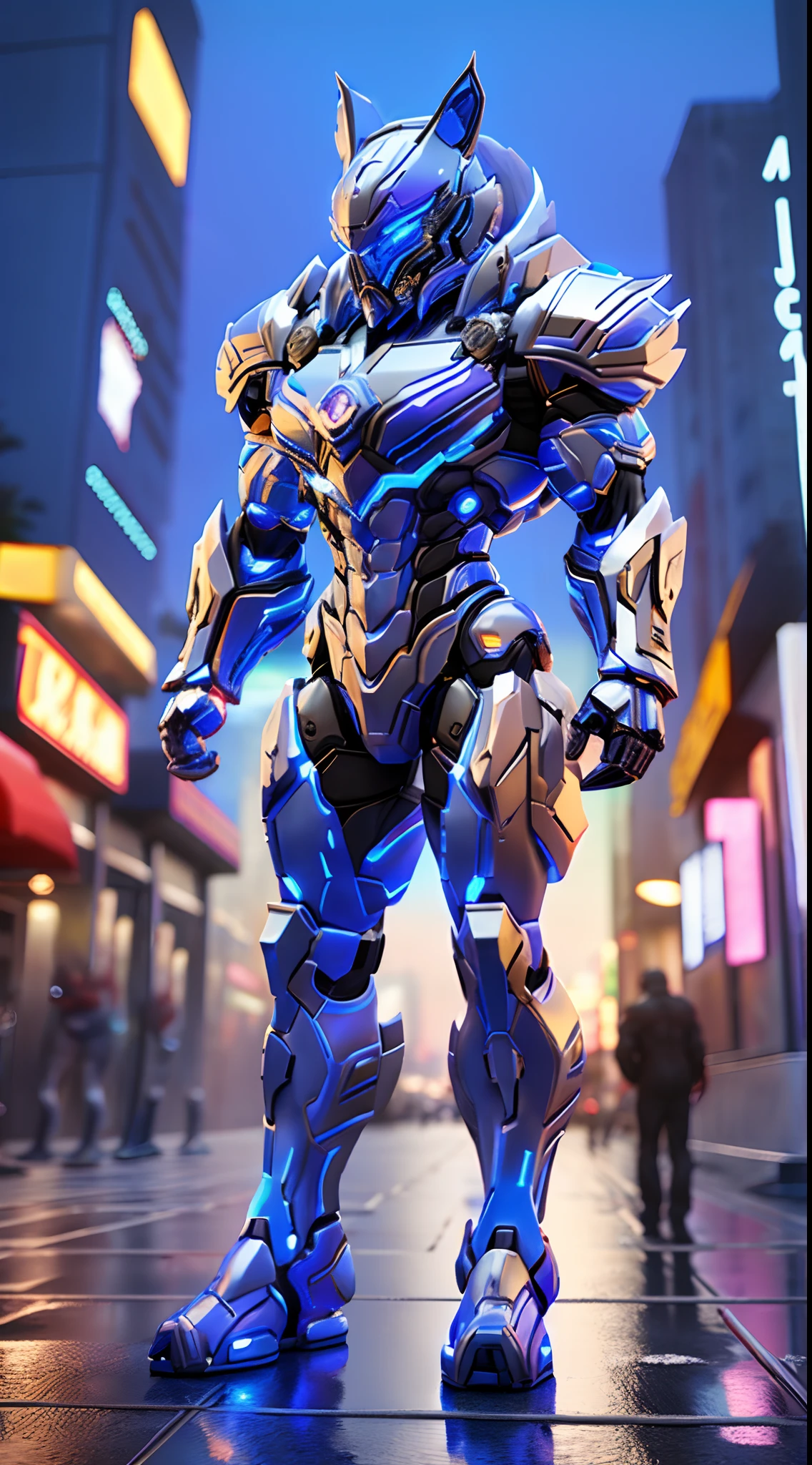 BLUE TIGER, CRYSTAL ARMOR, (FULL BODY:1.0), TRANSPARANT, MUSCLE CURVY BODY.