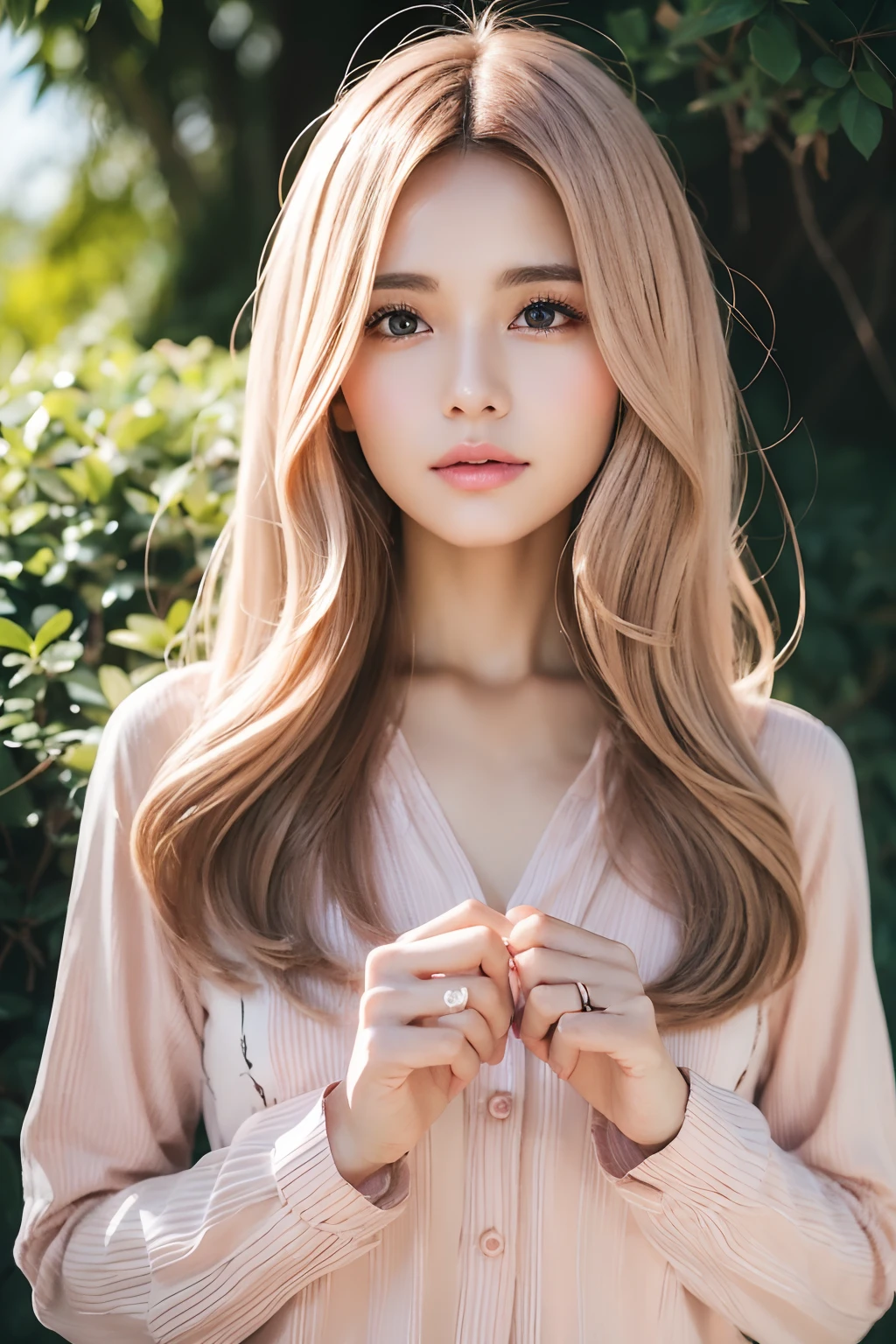 the witch, (Light brown and light pink striped hair:1.3,),Perfect face,Proper body proportion,masutepiece,Super high-quality output images,超A high resolution,Intricate details,Very delicate and beautiful hair,photographrealistic,Dreamy,Professional Lighting,realistic shadow,Solo Focus,Beautiful hands,Beautiful fingers,Detailed finger features,detailed clothes features,Detailed hair features,detailed facial features,