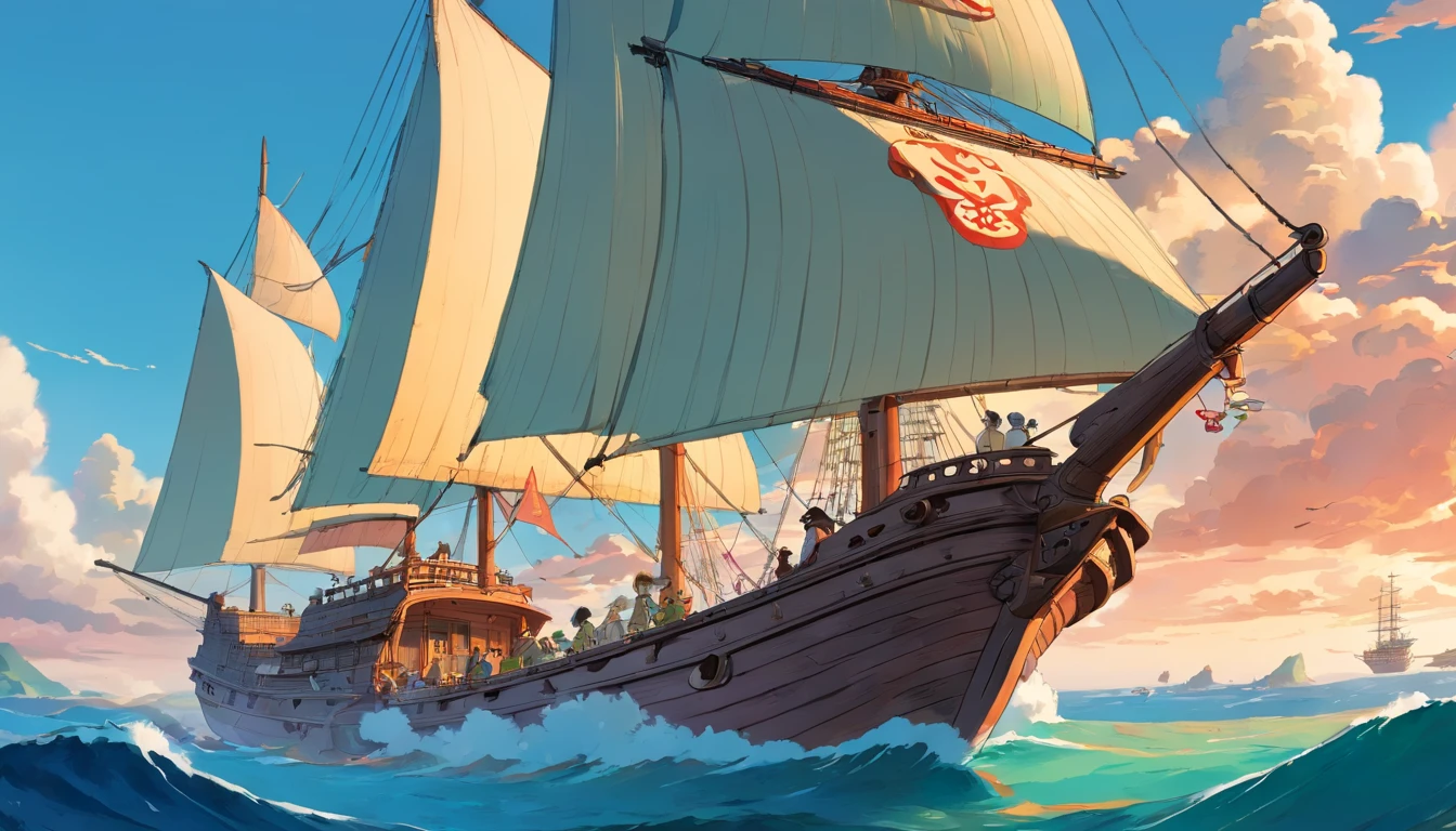Arafed ship in the ocean with a sky background - SeaArt AI