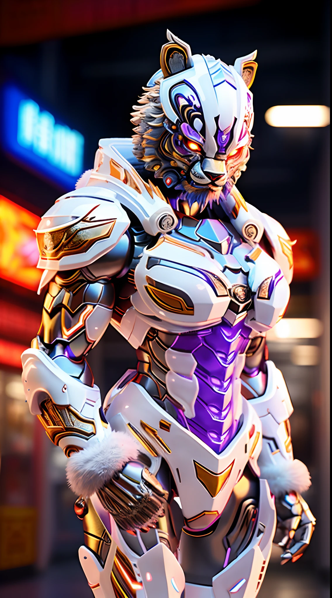 CHINESE TIGER, CRYSTAL ARMOR, TRANSPARANT, MUSCLE CURVY BODY.