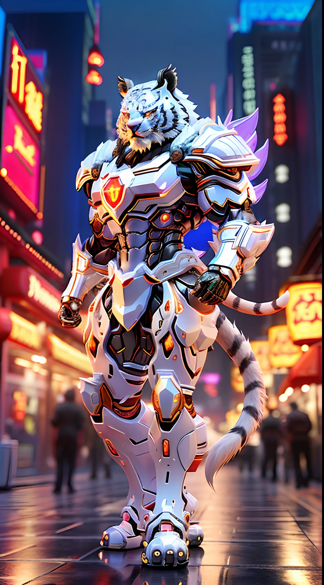 CHINESE TIGER, CRYSTAL ARMOR, TRANSPARANT, MUSCLE CURVY BODY.