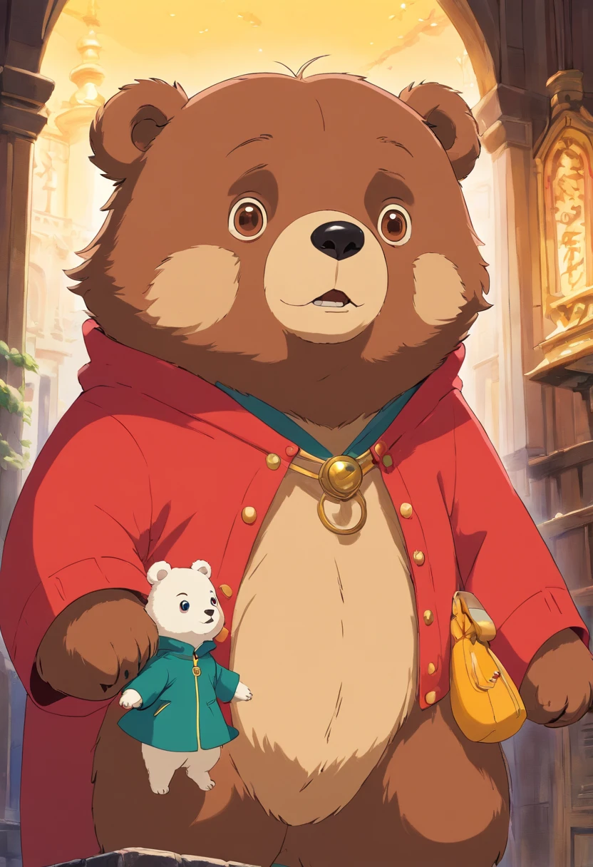 Generate ultra-high-definition images of chic bears,Highlight the intricate details of the bear's coat,and expressive eyes.