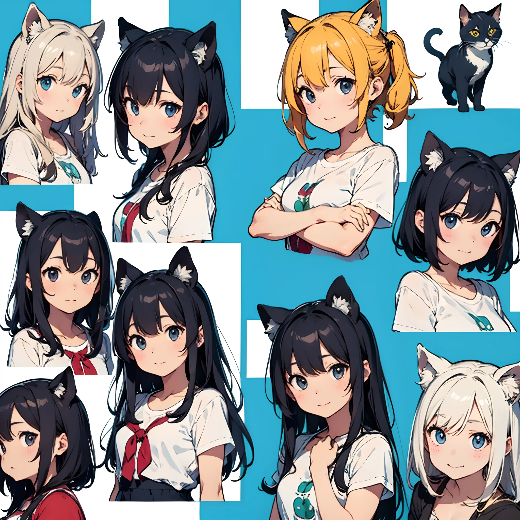 top-quality、top-quality、logo mark、stamp、Geometric pattern、vector-art、High-quality illustrations by Alfons Mucha、masterpiece(Furry、furry anthro)florals、Pixel art、Three-headed body、Cats