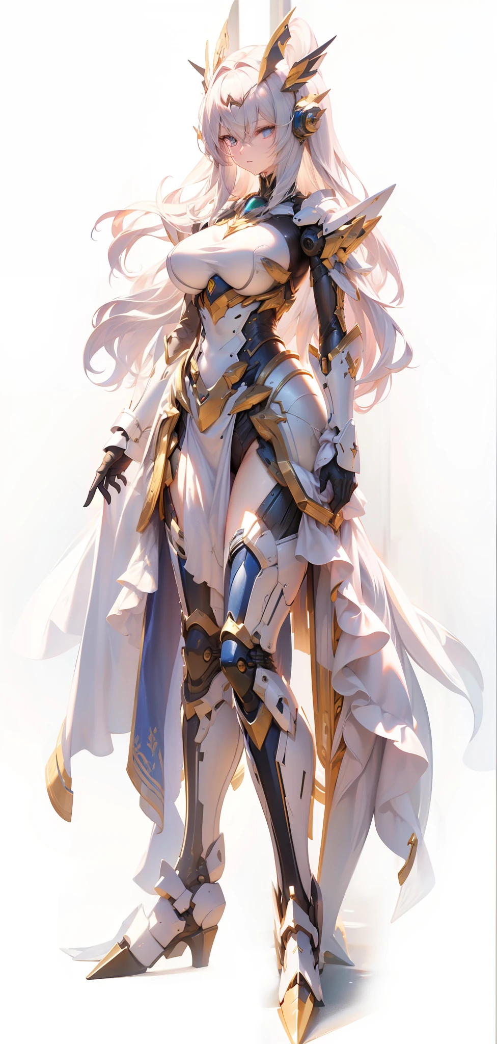 Silvery hair,hentail realism, shadowing,,character sheets, reference sheet, Standing painting, 8K, Super detail, 1080p, Women's HD, Slim,4K for women, 8K, 16k, A high resolution, Best quality, High quality, Anatomically correct, Masterpiece, ccurate, hyper HD,As graceful as a swan,unreal-engine, Ghibli-like colors, anime big breast, Standing painting, angle of view,mecha girl
