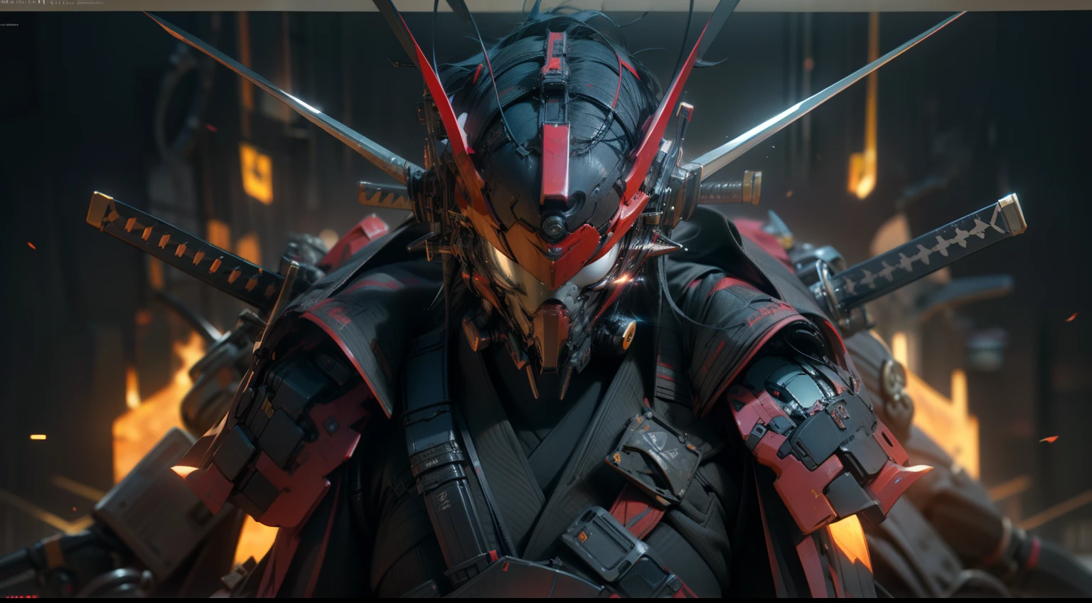 Cyberpunk Samurai, 8k octane 3d render, 8 k octane detailed render, very beautiful cyberpunk samurai, cyberpunk art ultrarealistic 8k, fantasy style 8 k octane render, octane 8k render, octane 8 k render, cyberpunk flame suit,high - tech,katana swords