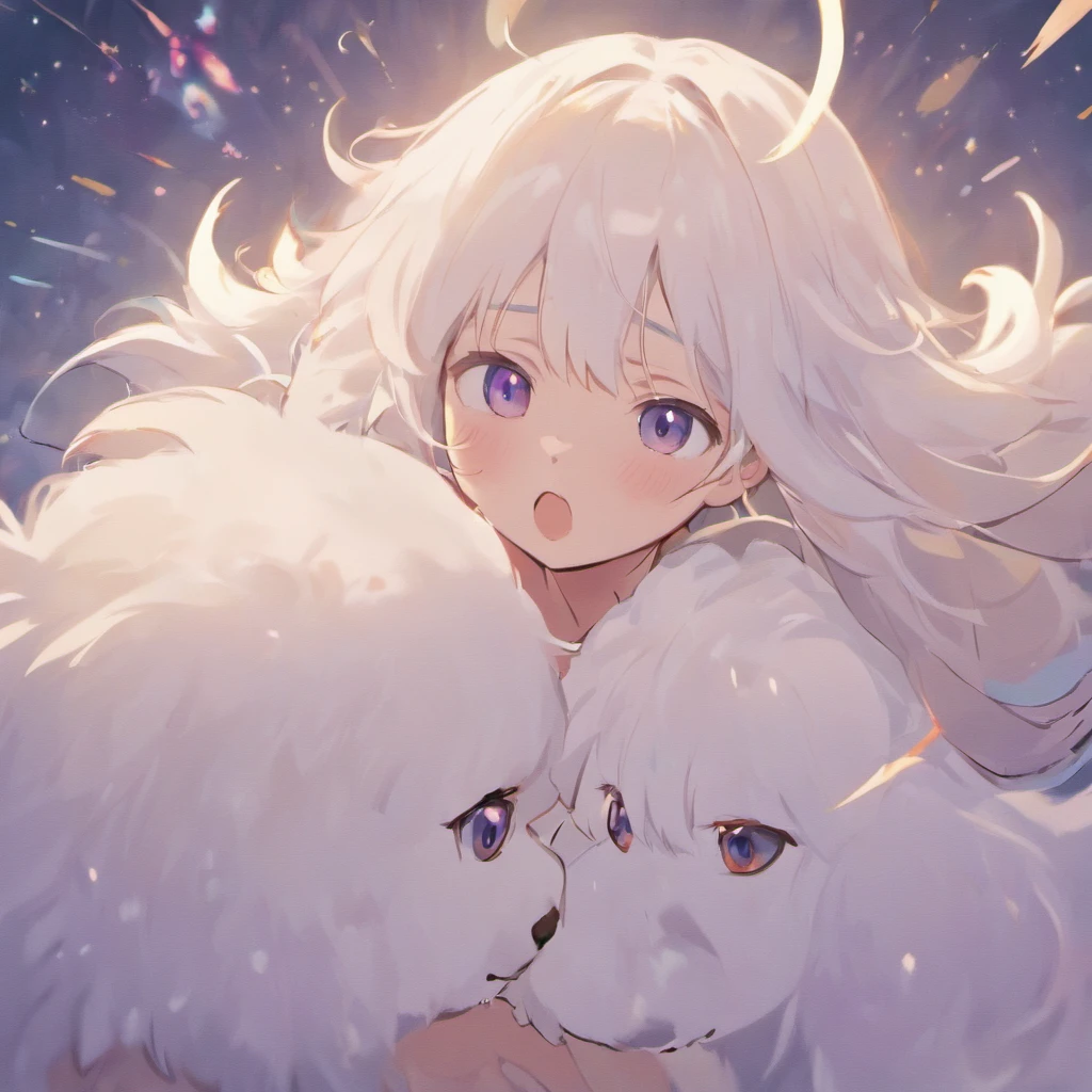 White hairs、Fluffy fur、White puppy、Vigorous、Anime favorite puppy、,, furry animal,Icons for Instagram、The loveliness that everyone looks back on、