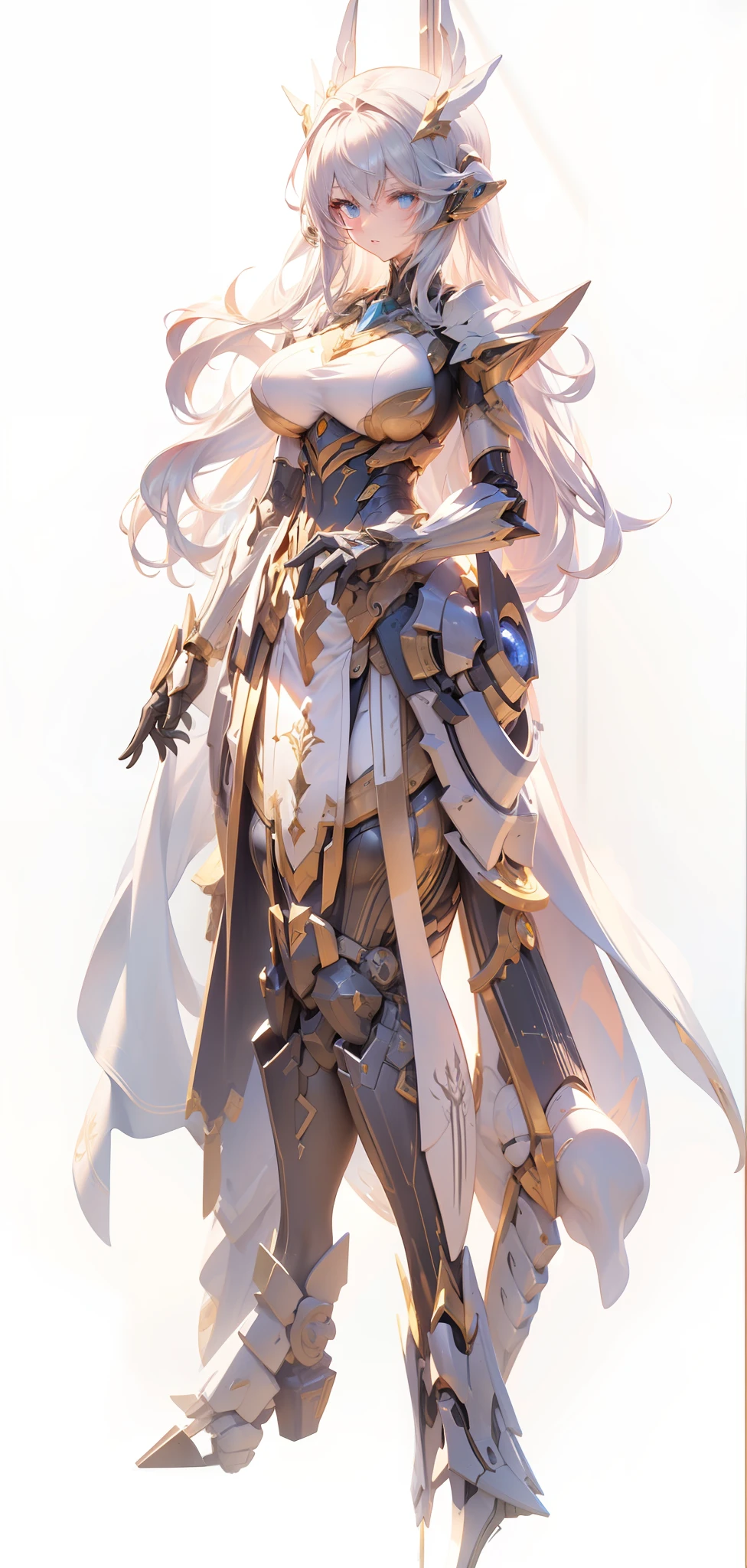 Silvery hair,hentail realism, shadowing,,character sheets, reference sheet, Standing painting, 8K, Super detail, 1080p, Women's HD, Slim,4K for women, 8K, 16k, A high resolution, Best quality, High quality, Anatomically correct, Masterpiece, ccurate, hyper HD,As graceful as a swan,unreal-engine, Ghibli-like colors, anime big breast, Standing painting, angle of view,mecha girl