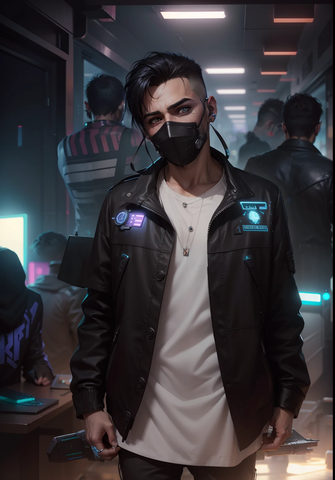 Change background cyberpunk handsome boy , realistic face , 8k ultra realistic