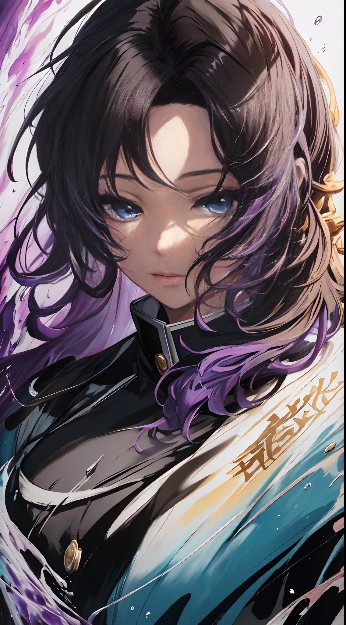 Colorful beautiful girl: a giru 28-years old, messy hair, oil painting, nice perfect face with soft skinice perfect face, blue yellow colors, light purple and violet additions, light red additions, intricate detail, splash screen, 8k resolution, masterpiece, cute face,artstation digital painting smooth veryBlack ink flow: 8k resolution photorealistic masterpiece: intricately detailed fluid gouache painting: by Jean Baptiste Mongue: calligraphy: acrylic: watercolor art, professional photography, natural lighting, volumetric lighting maximalist photoillustration: by marton bobzert:, complex, elegant, expansive, fantastical, wavy hair, vibrant, Best quality details, realistic, High definition, High quality texture, epic lighting, Cinematic film still, 8k, soft lighting, anime style, masterful playing card border, random Colorful art, oil painting, blue yellow colors, light purple and violet additions, light red additions, intricate detail, splash screen, 8k resolution, masterpiece, artstation digital painting smooth veryBlack ink flow: 8k resolution photorealistic masterpiece: intricately detailed fluid gouache painting: by Jean Baptiste Mongue: calligraphy: acrylic: watercolor art, professional photography, natural lighting, volumetric lighting maximalist photoillustration: by marton bobzert:, complex, elegant, expansive, fantastical, vibrant
