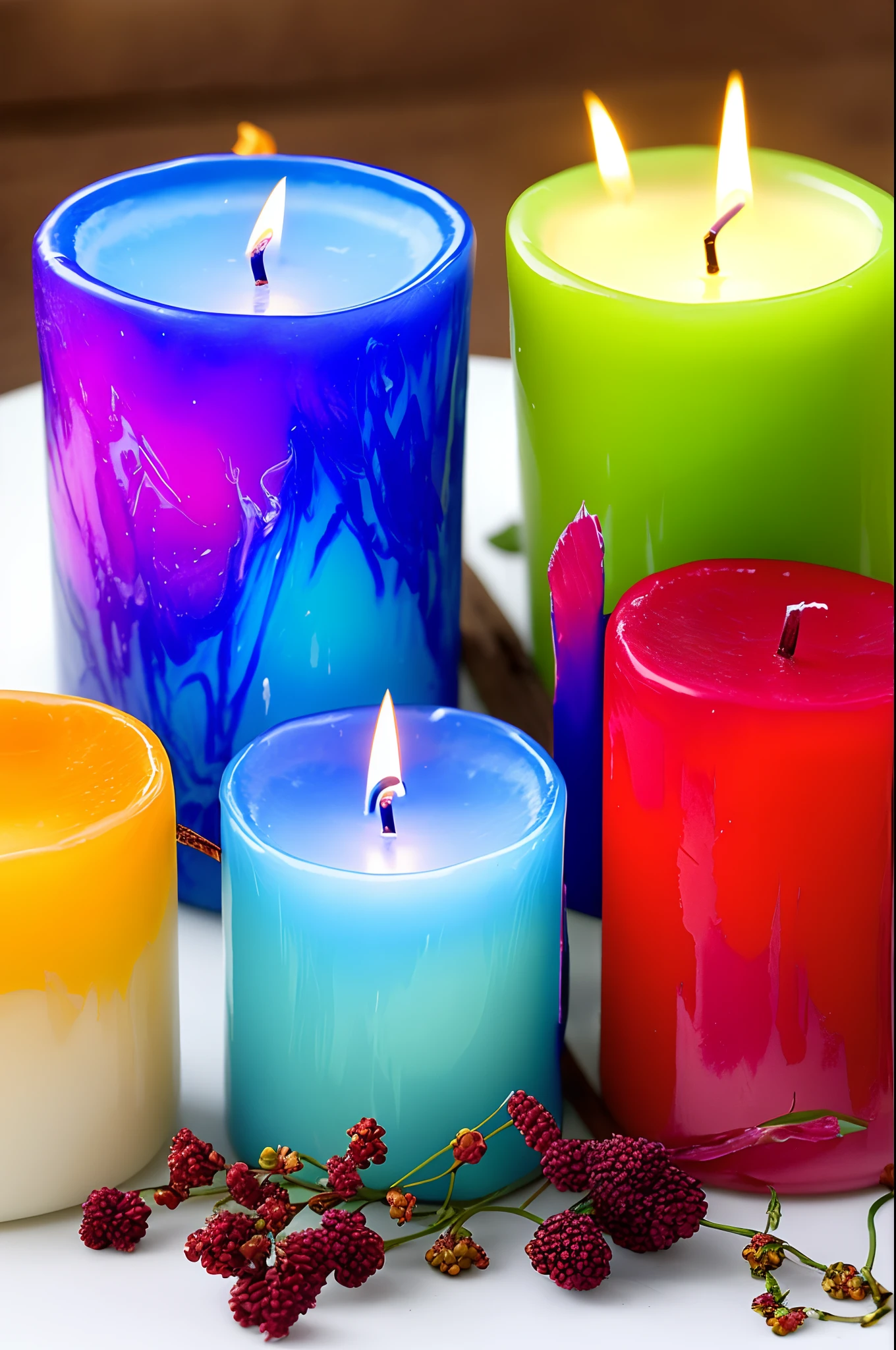 Colorful art candles