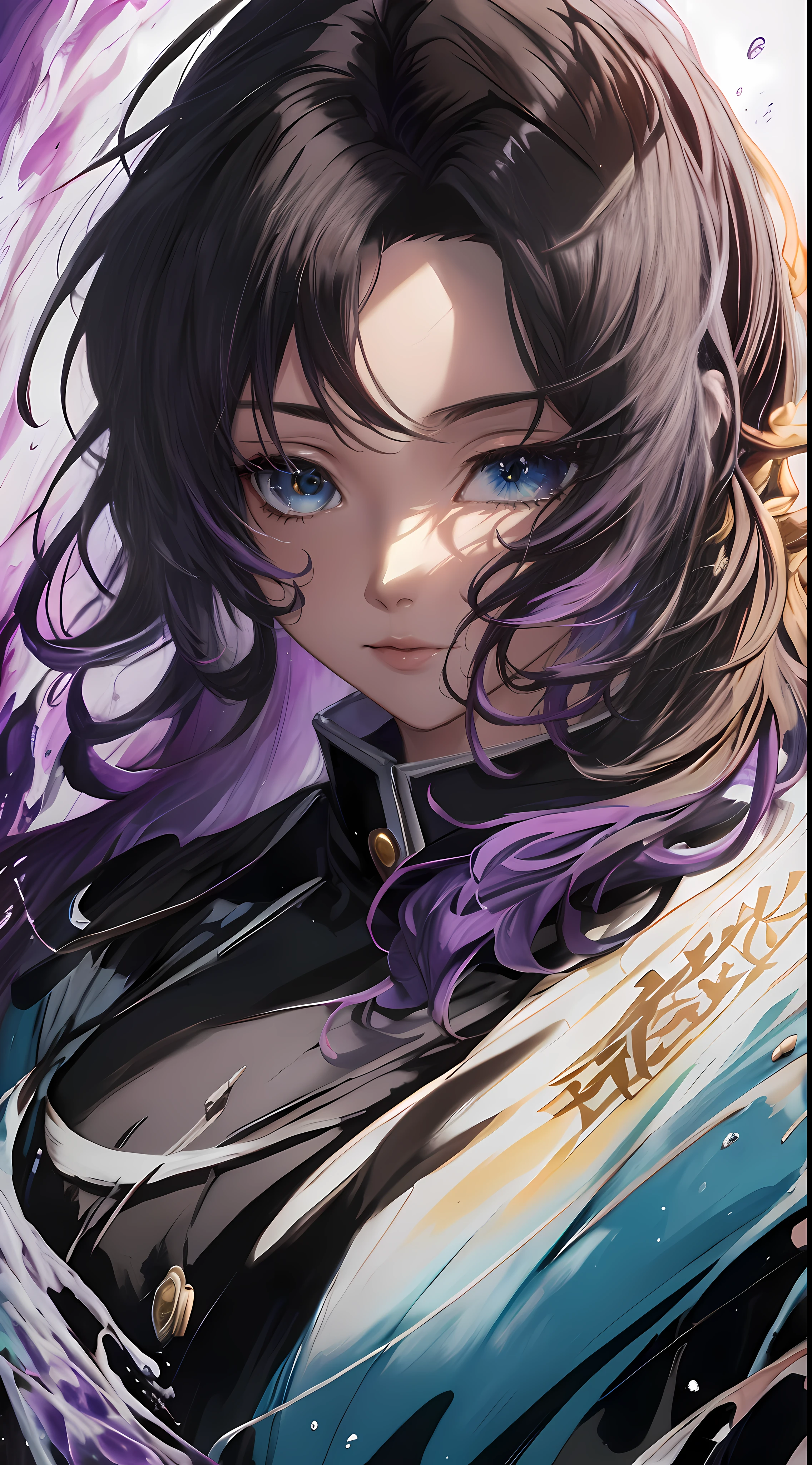 Colorful beautiful girl: a giru 28-years old, messy hair, oil painting, nice perfect face with soft skinice perfect face, blue yellow colors, light purple and violet additions, light red additions, intricate detail, splash screen, 8k resolution, masterpiece, cute face,artstation digital painting smooth veryBlack ink flow: 8k resolution photorealistic masterpiece: intricately detailed fluid gouache painting: by Jean Baptiste Mongue: calligraphy: acrylic: watercolor art, professional photography, natural lighting, volumetric lighting maximalist photoillustration: by marton bobzert:, complex, elegant, expansive, fantastical, wavy hair, vibrant, Best quality details, realistic, High definition, High quality texture, epic lighting, Cinematic film still, 8k, soft lighting, anime style, masterful playing card border, random Colorful art, oil painting, blue yellow colors, light purple and violet additions, light red additions, intricate detail, splash screen, 8k resolution, masterpiece, artstation digital painting smooth veryBlack ink flow: 8k resolution photorealistic masterpiece: intricately detailed fluid gouache painting: by Jean Baptiste Mongue: calligraphy: acrylic: watercolor art, professional photography, natural lighting, volumetric lighting maximalist photoillustration: by marton bobzert:, complex, elegant, expansive, fantastical, vibrant