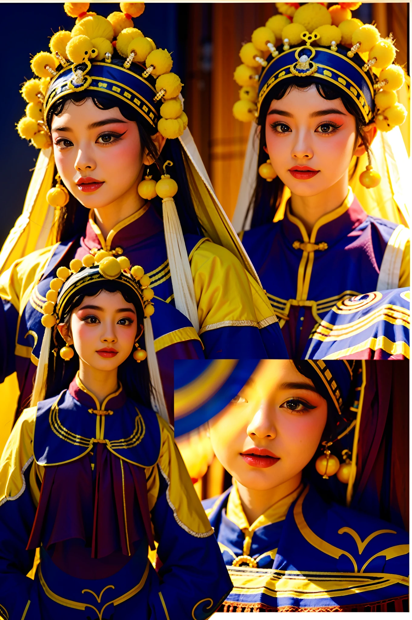 1girll， wearing a costume，Peking Opera performance，独奏， looking at viewert， （Young cute and beautiful 18 year old girl：1.4）， 3D 脸， beuaty girl， beauitful face， prette，xifu，upperbody closeup，Facebook