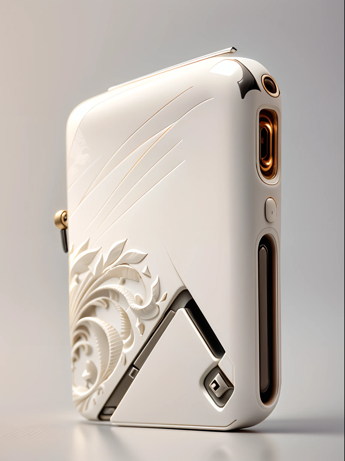 Ivory silver,Zippo lighter close-up,Futuristic,minimalist wind,Geometric aesthetics
