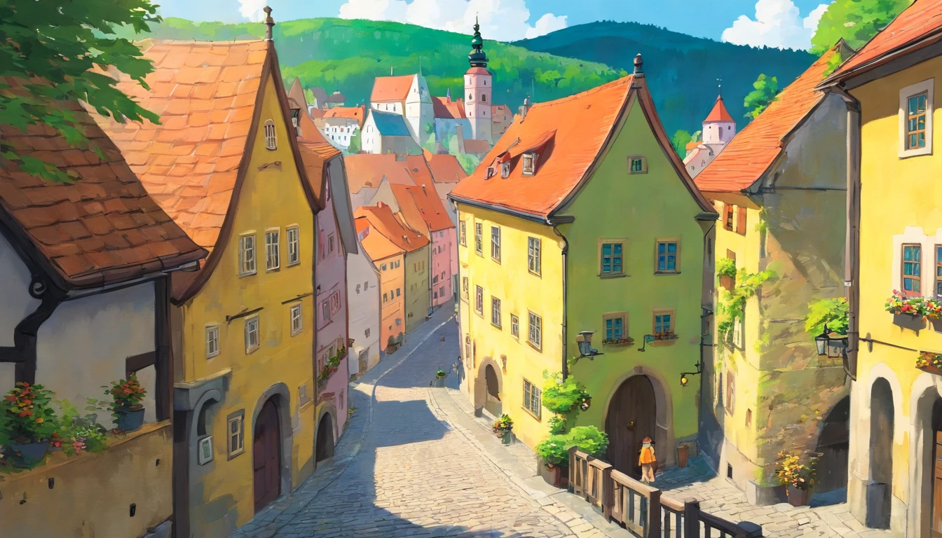 Czech Republic,Streets of Cesky Krumlov,Faraway view