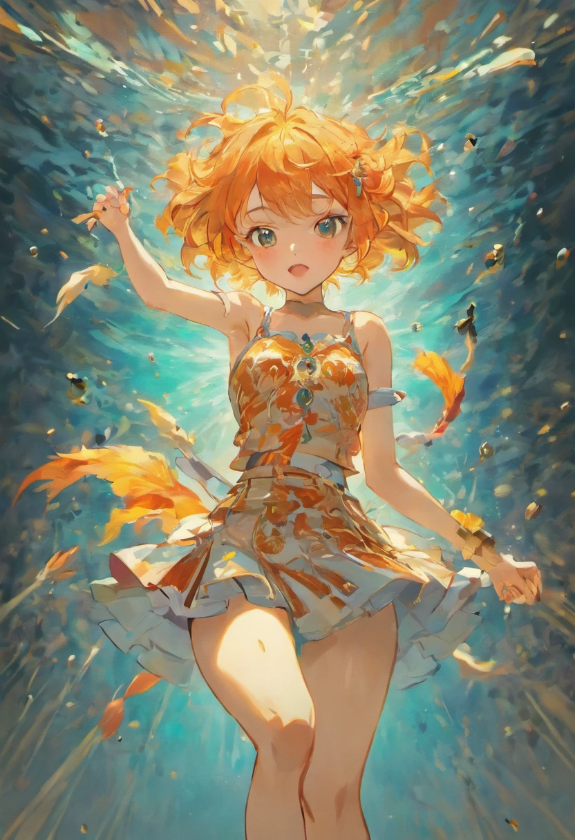 Perfect centering, Fantastic goldfish, cheerfulness, Standing position, Abstract beauty, Centered, Looking at the camera, Facing the camera, Approaching perfection, Dynamic, Highly detailed, Smooth, Sharp Focus, 8K, hight resolution, Illustration, art by carne griffiths and wadim kashin, White background