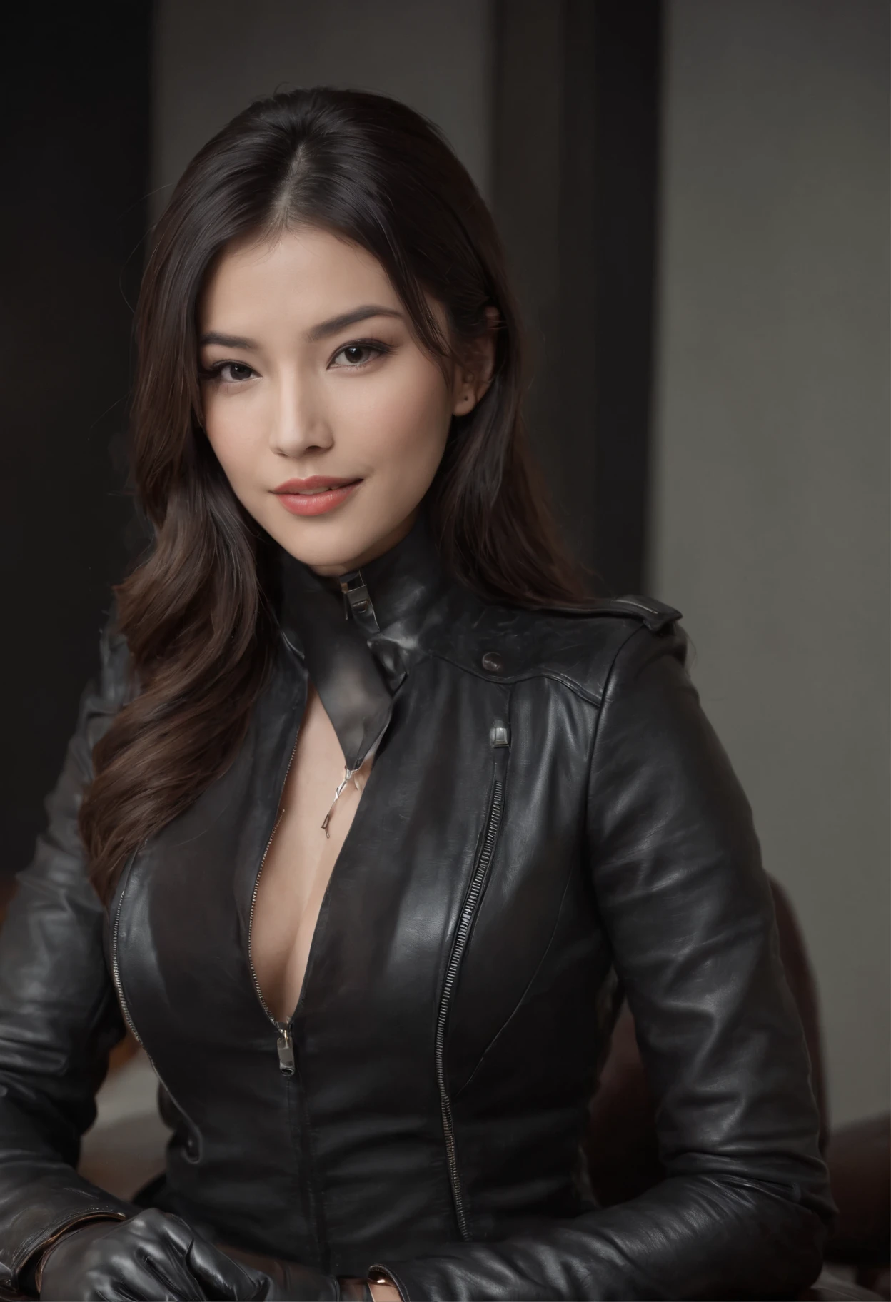 Professional full-length photography, (Photo 4K:1.1), (sharp-focus:1.3), Kazakh young lesbians, leather gloves, leather stockings, hairstyles with braids, moaning, Spread Legs Pose, spreads her legs and strokes her pussy with her hand, herself with a metal dildo, perfect anatomy, Perfect symmetry, a perfect face, The lighting is cinematic, Lighting Scene, soft light