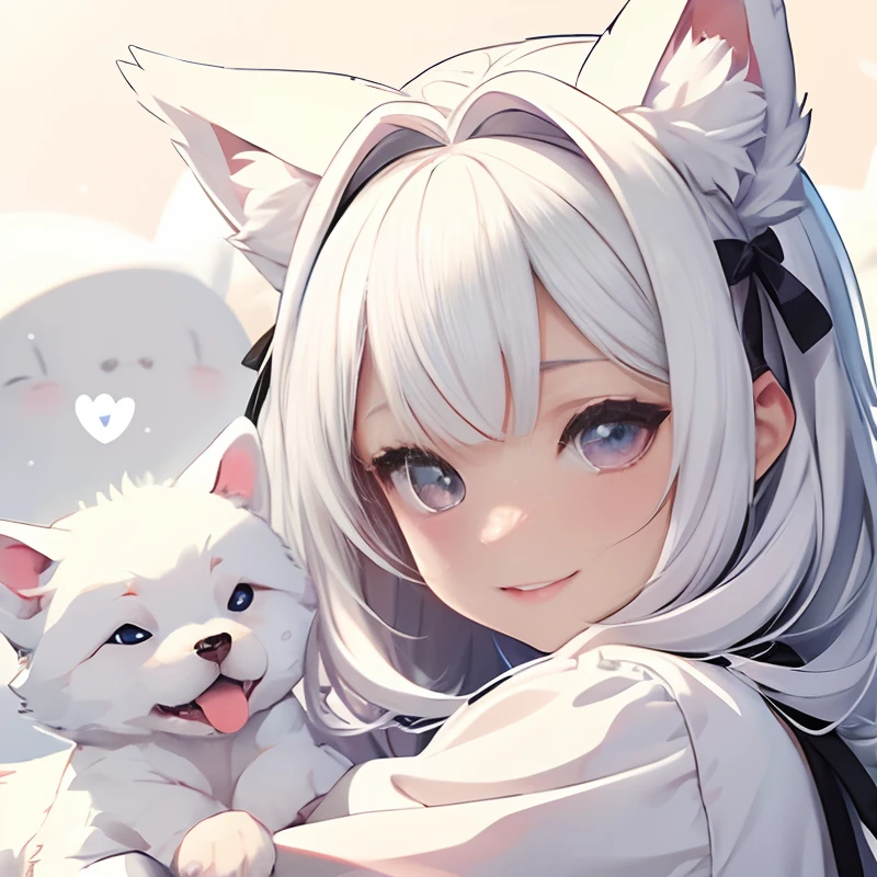 White hairs、fluffy fur、White puppy、Vigorous、Puppy who loves anime、,, furry animal,Instagram icon、The loveliness that everyone looks back on、1 girl in、One puppy、A smile that cheers everyone up、The loveliness that everyone looks back on、