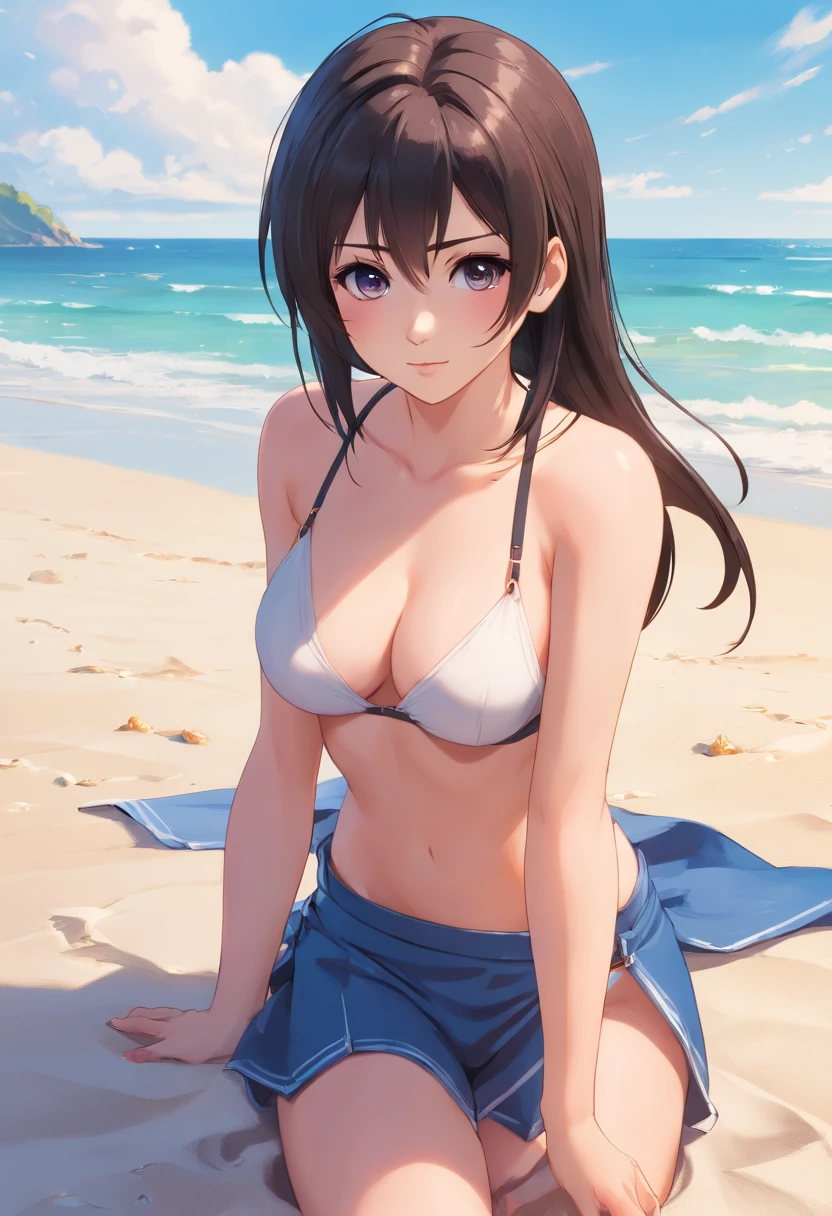 Tifa Lockheart On The Beach Completely Naked, UHD, masterpiece, ccurate, anatomically correct, high quality, high details, super detail, textured skin, best quality, highres, 16k