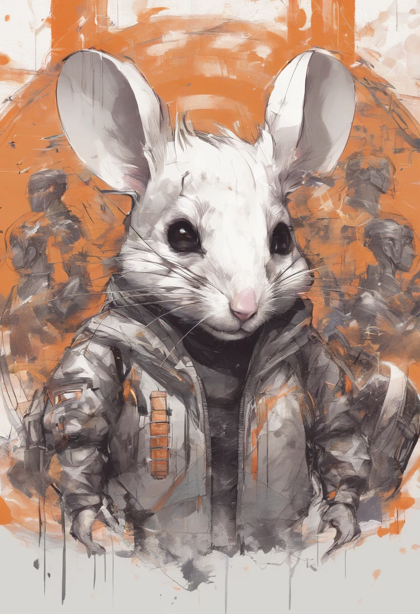 Perfect centering, Cute mouse, Wear a student team jacket, Wearing sunglasses, Wearing headphones, cheerfulness, Standing position, Abstract beauty, Centered, Looking at the camera, Facing the camera, Approaching perfection, Dynamic, Highly detailed, Smooth, Sharp Focus, 8K, hight resolution, Illustration, art by carne griffiths and wadim kashin, White background