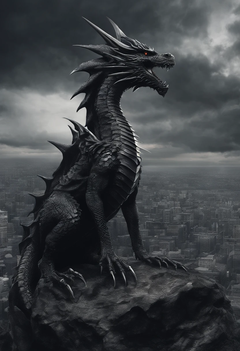Dark Dragon of geographic data, perfil, corpo meia-lua, body letter format ̈C ̈ detailed hyperrealism, foto de perfil, corpo no ar