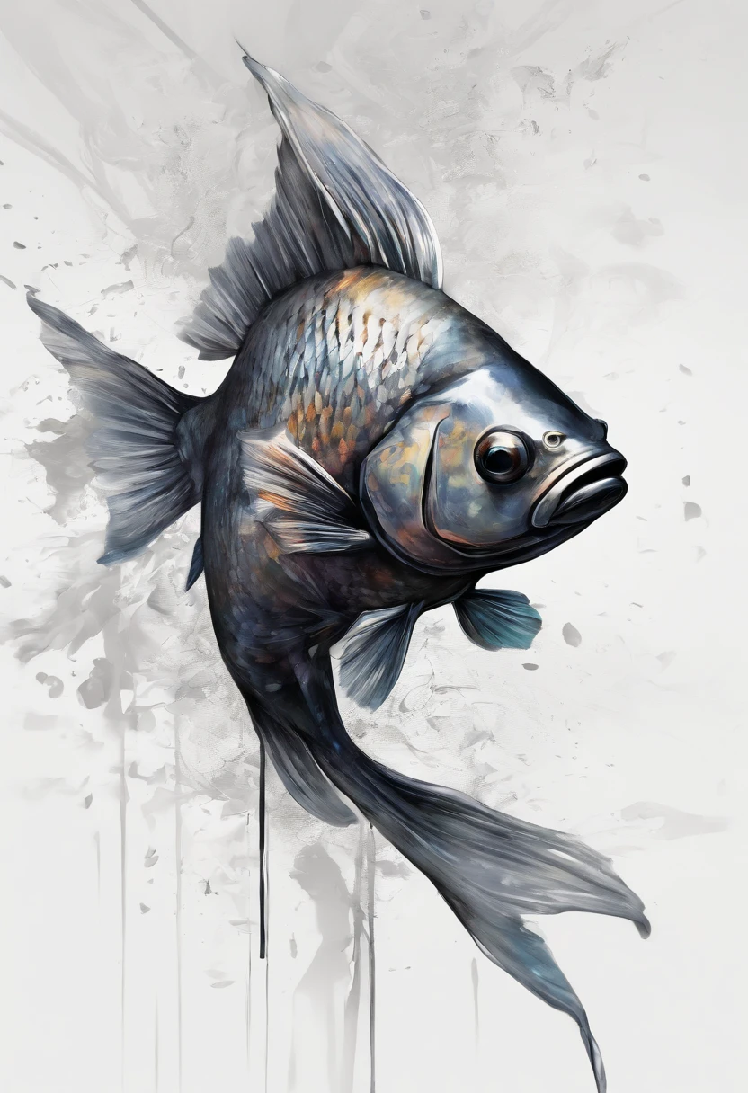 Perfect centering, Fantastic Black Goldfish 1.5, cheerfulness, Standing position, Abstract beauty, Centered, Approaching perfection, Dynamic, Highly detailed, Smooth, 8K, hight resolution, Illustration, art by carne griffiths and wadim kashin