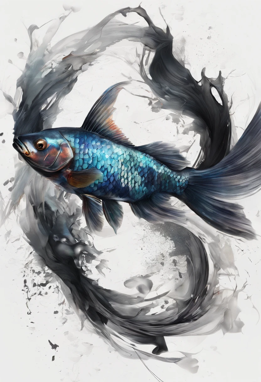 Perfect centering, Fantastic Black Goldfish 1.5, cheerfulness, Standing position, Abstract beauty, Centered, Approaching perfection, Dynamic, Highly detailed, Smooth, 8K, hight resolution, Illustration, art by carne griffiths and wadim kashin